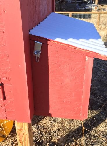 A latch on my nesting box to lock predators out.