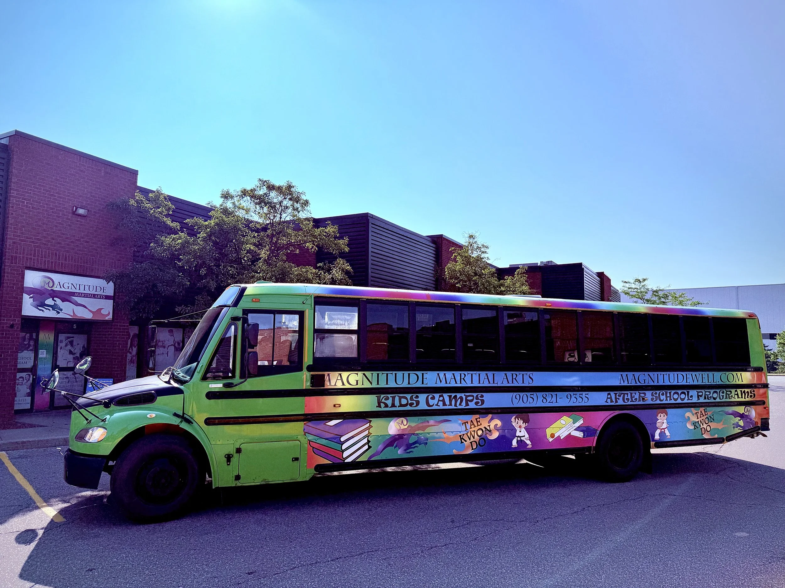 Magnitude Kids Centre after school program bus used for safe school pickup and transportation in Mississauga.