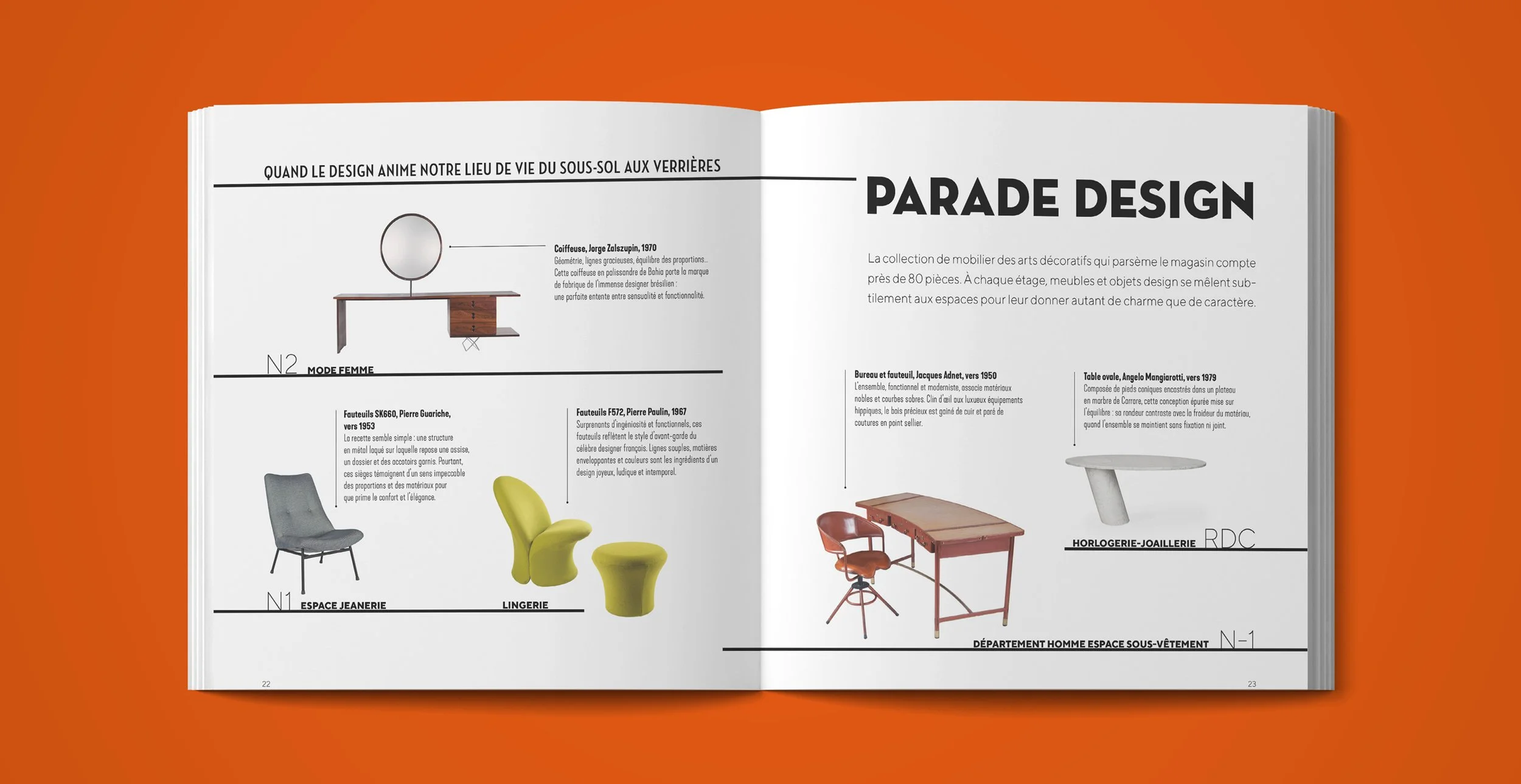 La collection de mobilier design du Bon Marché, est exposée au sein des différents espaces de vente