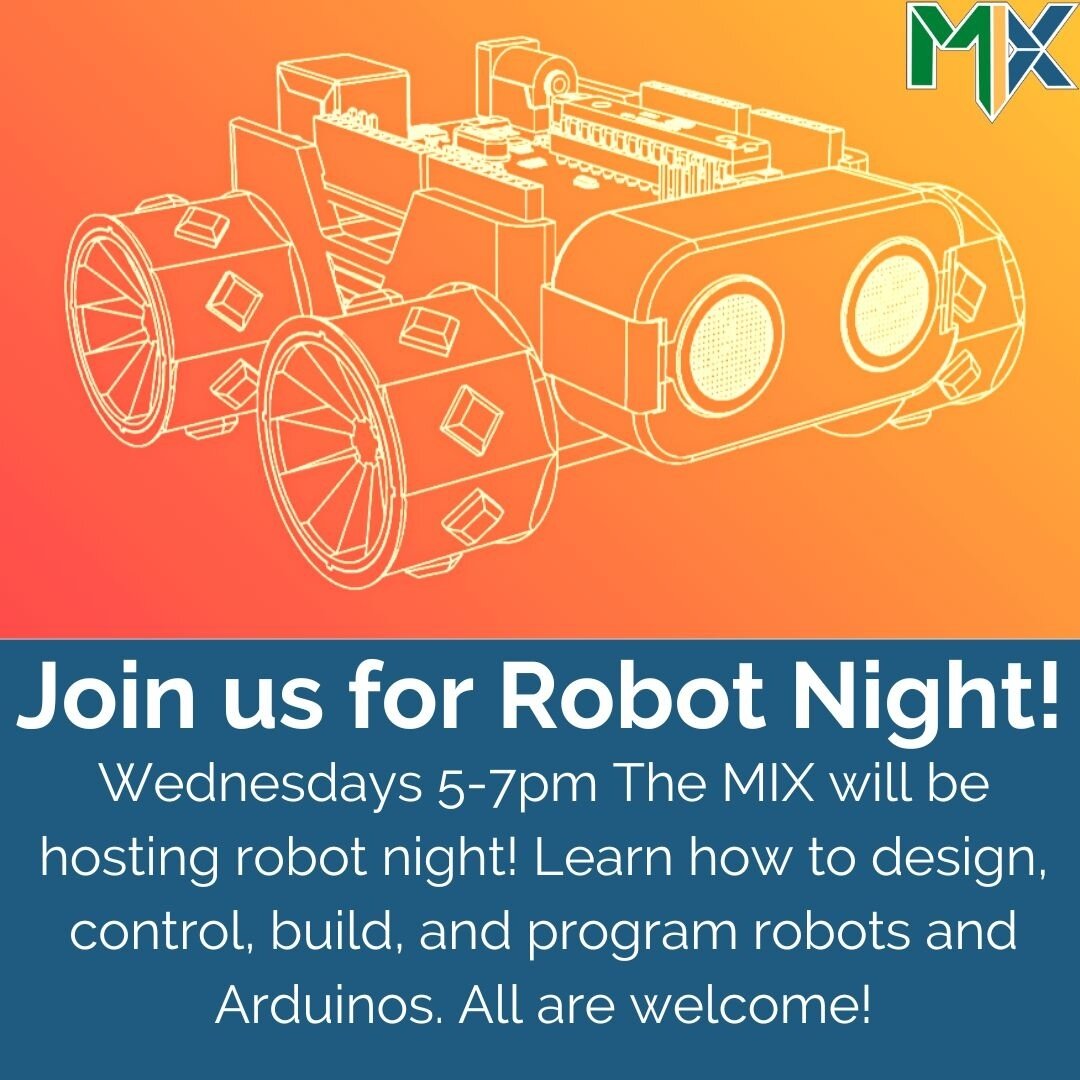 Join us and learn how to design, control, build, and program robots and Arduinos! Carlos Castro is leading these workshops every Wednesday from 5-7 pm. All are welcome, no experience is required! 

#robots #makerspace #mix #gmu #electronics #design