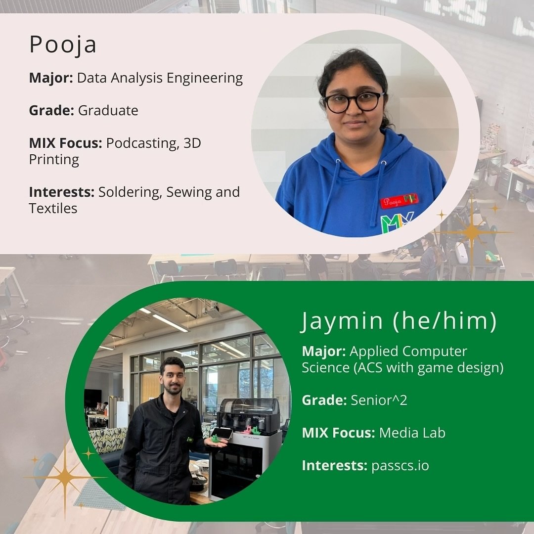 And finally, of our returning staff, we can&rsquo;t forget Jaymin and Pooja. You may have seen them in the summer working to keep the MIX space available and running for the community.