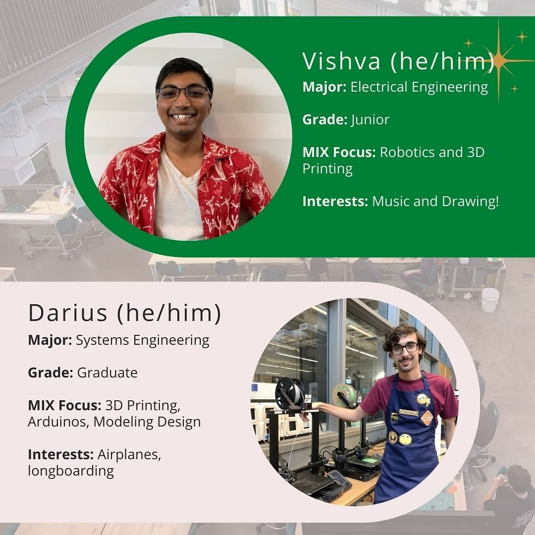 Please welcome back Vishva and Darius, two of our Senior Makerspace Associates. Say hi when you have the chance!