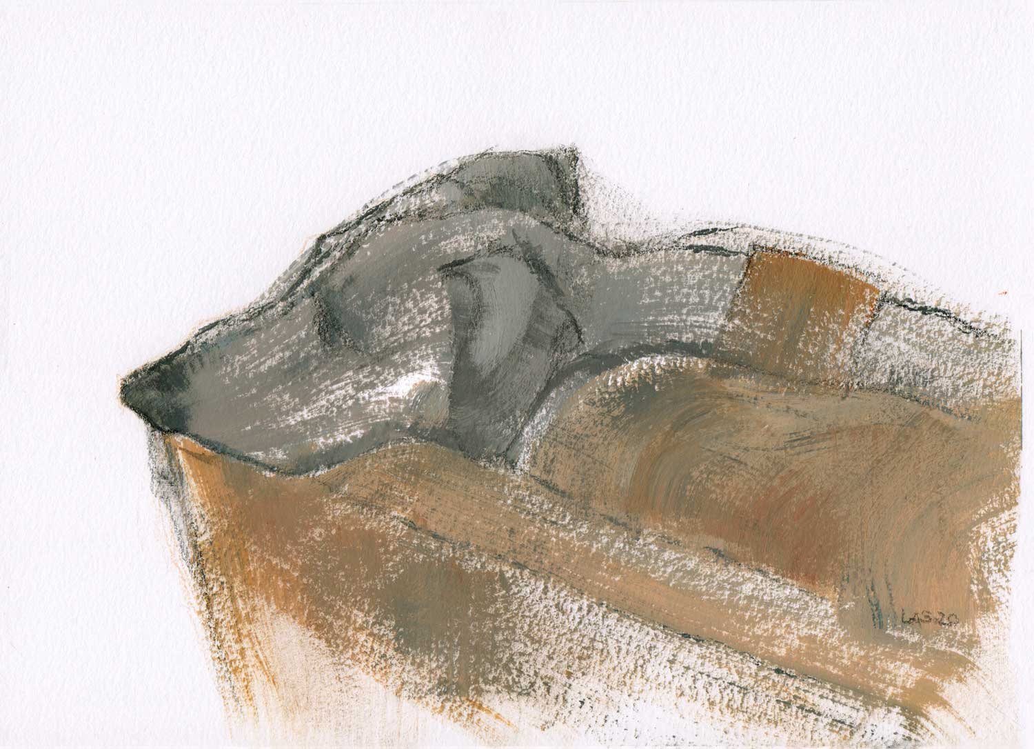 Grey Lurcher on Tan Sofa