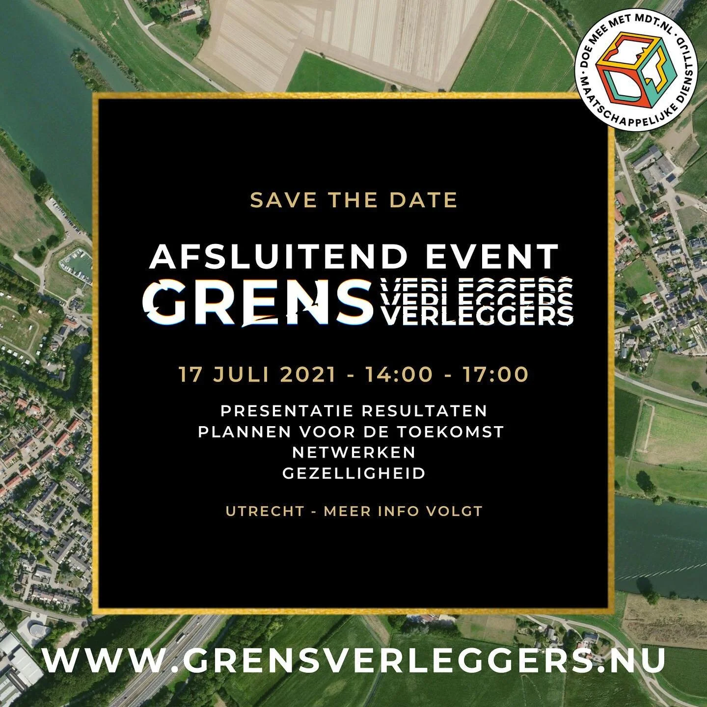 Save the date! 17 juli wordt de tweede ronde afgesloten met een feestelijk eindevenement waarin onze #GRENSVERLEGGERS de resultaten delen op interactieve manier. Meld je aan via de website en dan krijg je van te voren alle relevante info van ons! (Li