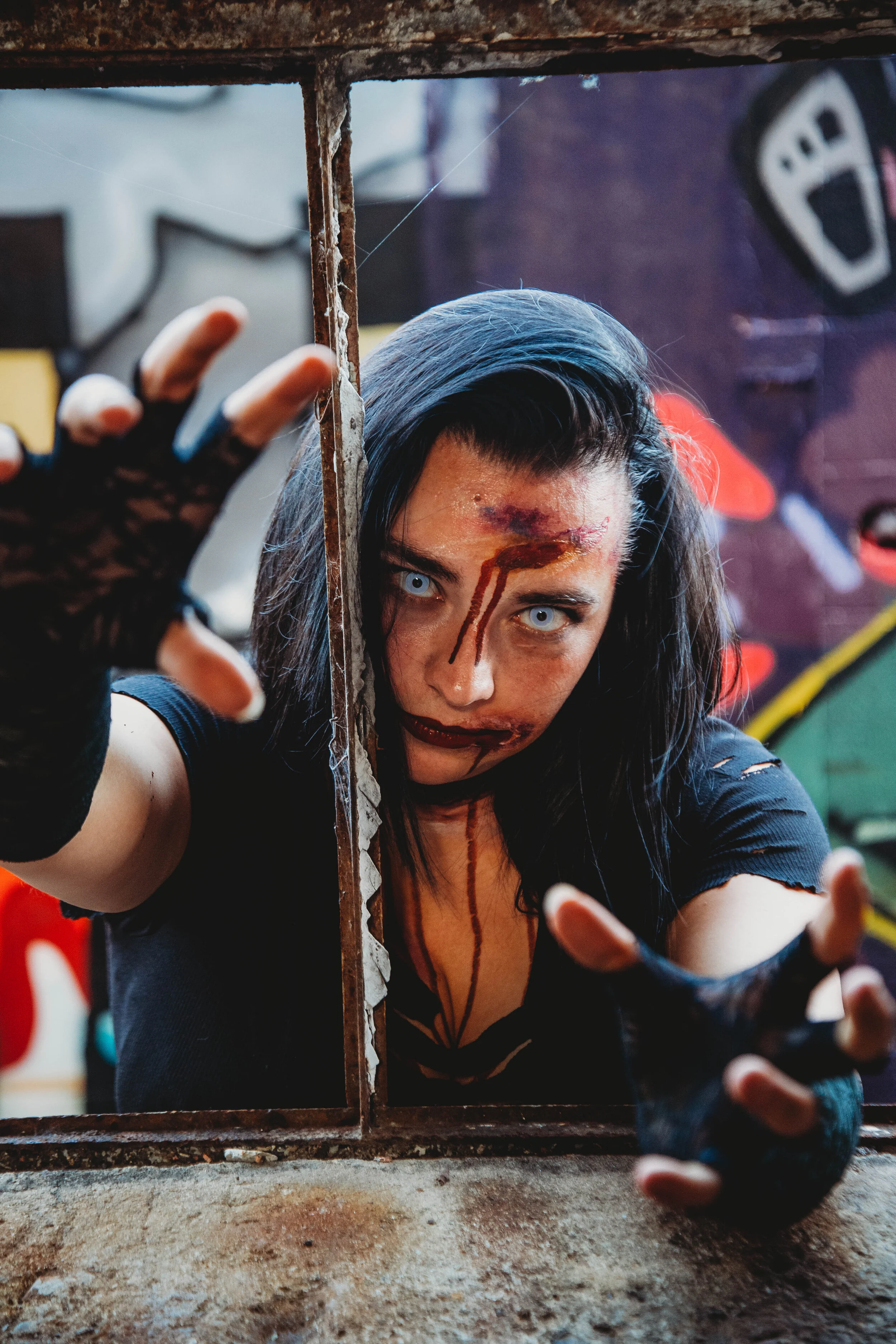 Cheri Rae Daugherty as a zombie.