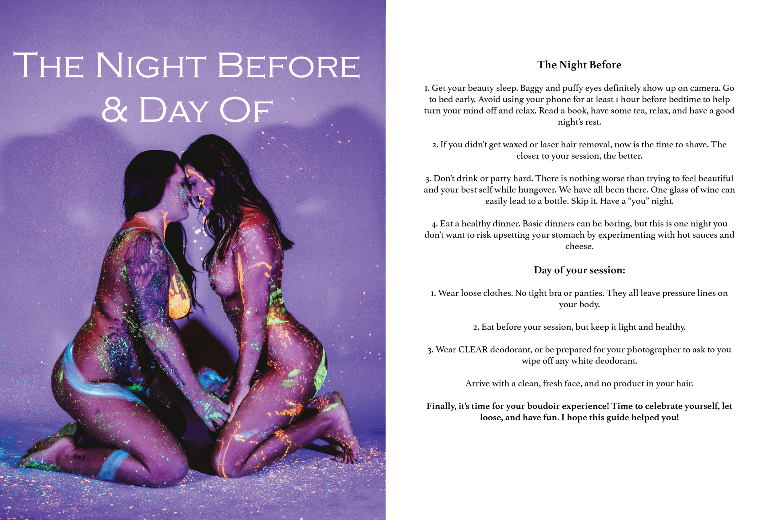 Click on this image to see our boudoir outfit inspiration board.