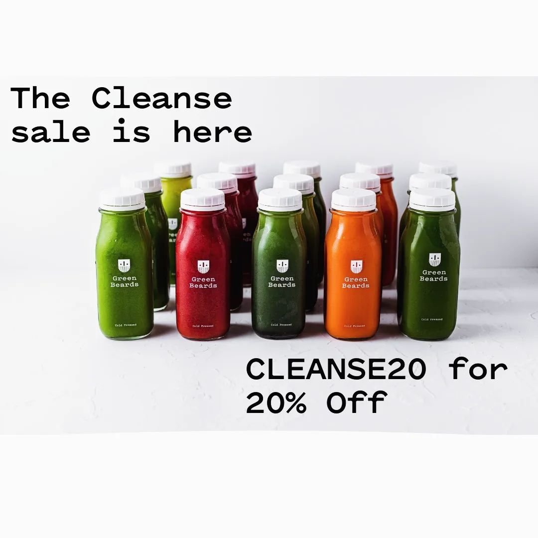 So fresh and so clean...The Green Beards cleanse sale is here! Use code cleanse20 for 20 per cent off all cleanses for delivery throughout Dublin 💚