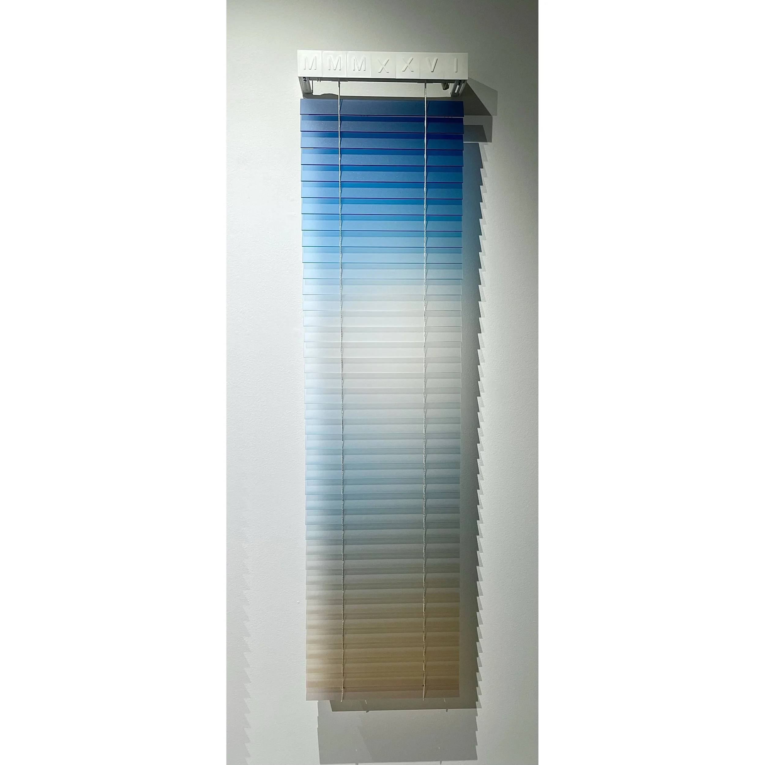 Forecast: MMMXXVI
Dimensions: 429mm x 1745mm x 50mm
Material: Satin acrylic glass, venetian blinds, UV print,&nbsp;3D printed tiles

Part of Domestic Sci-fi @bergcontemporary 

#contemporaryart #explorepage #futureart #art #explore