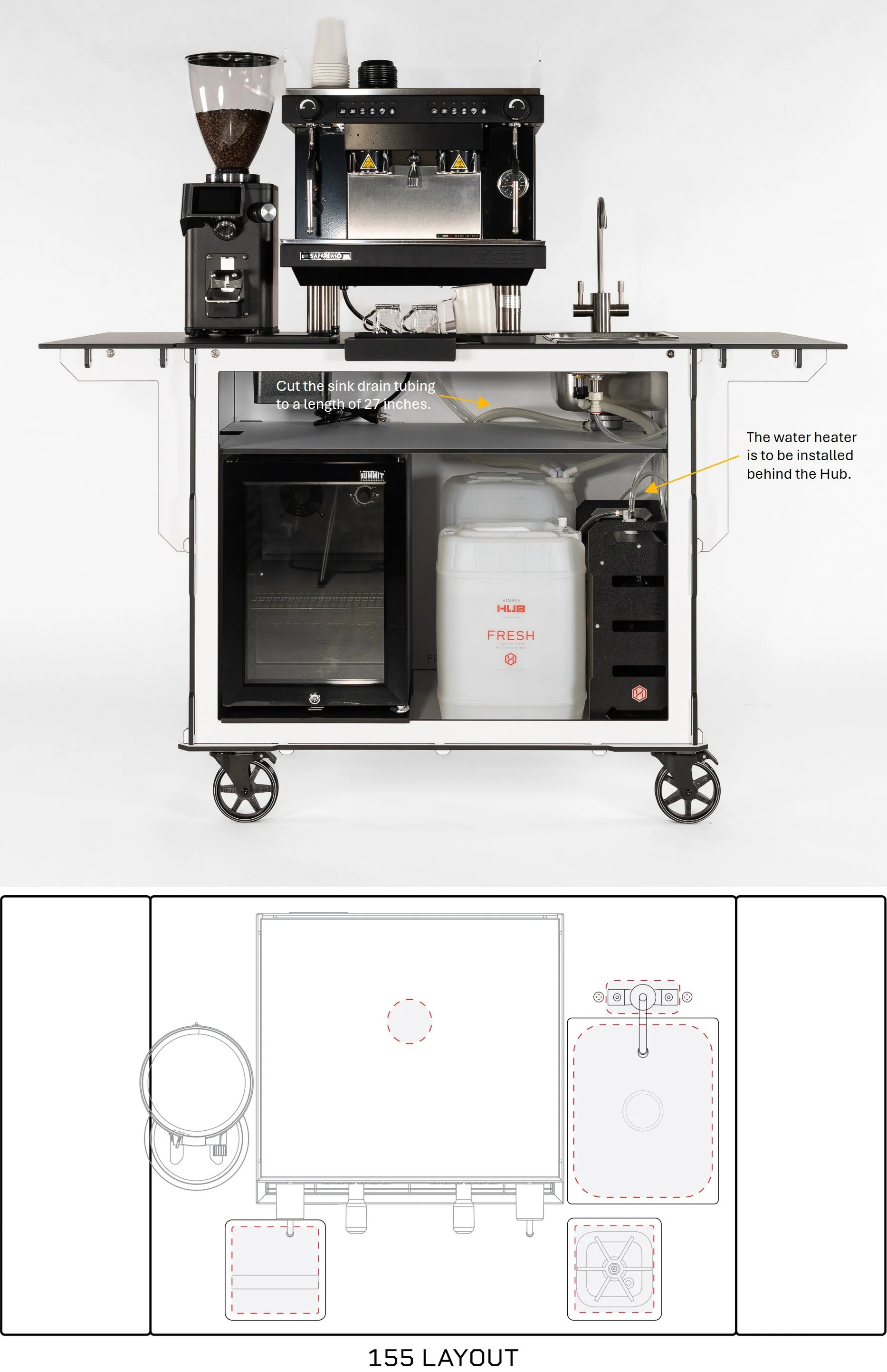 155 Coffee Cart Layout and Setup Guide.