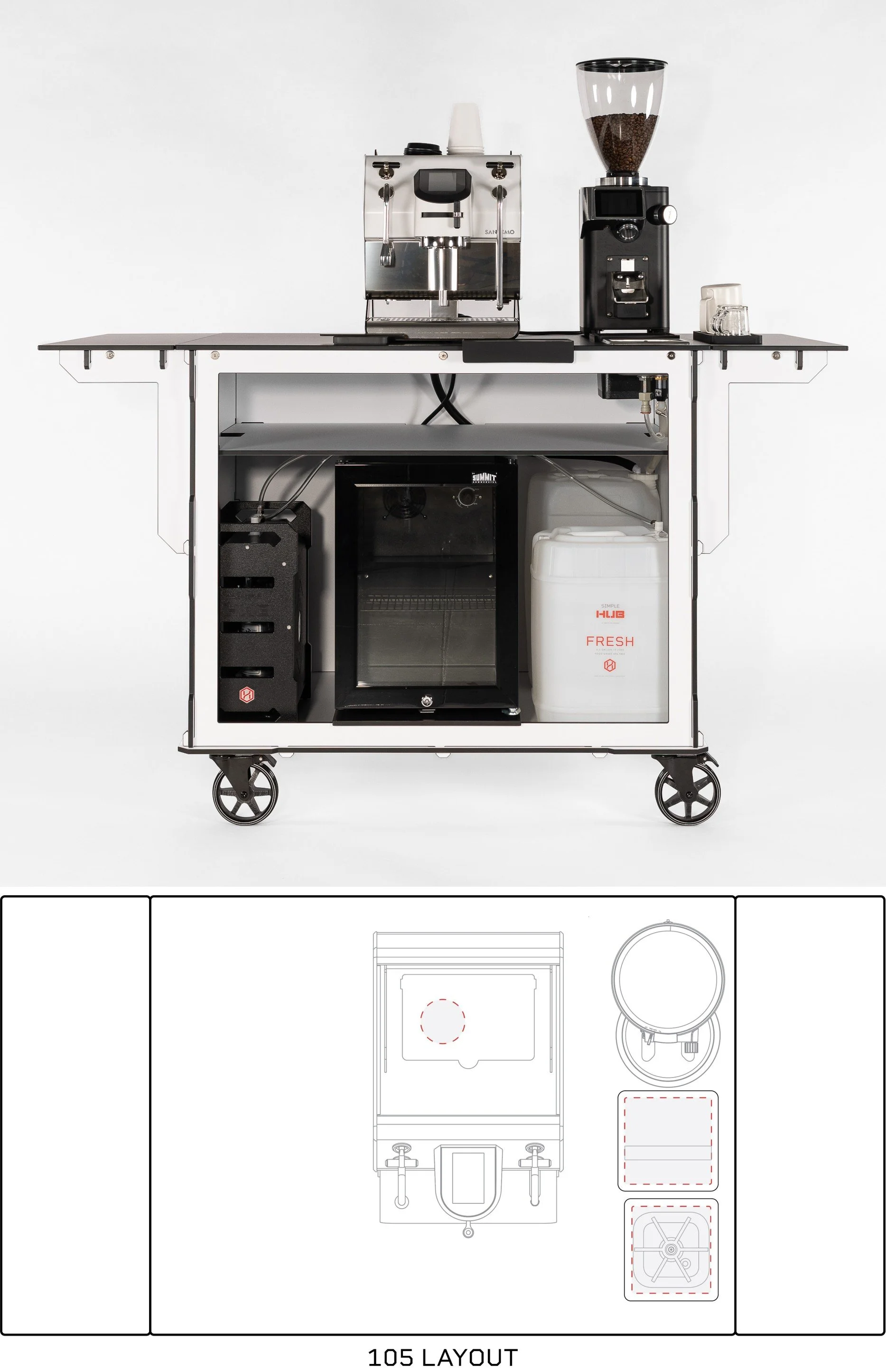105 Coffee Cart Layout and Setup Guide.