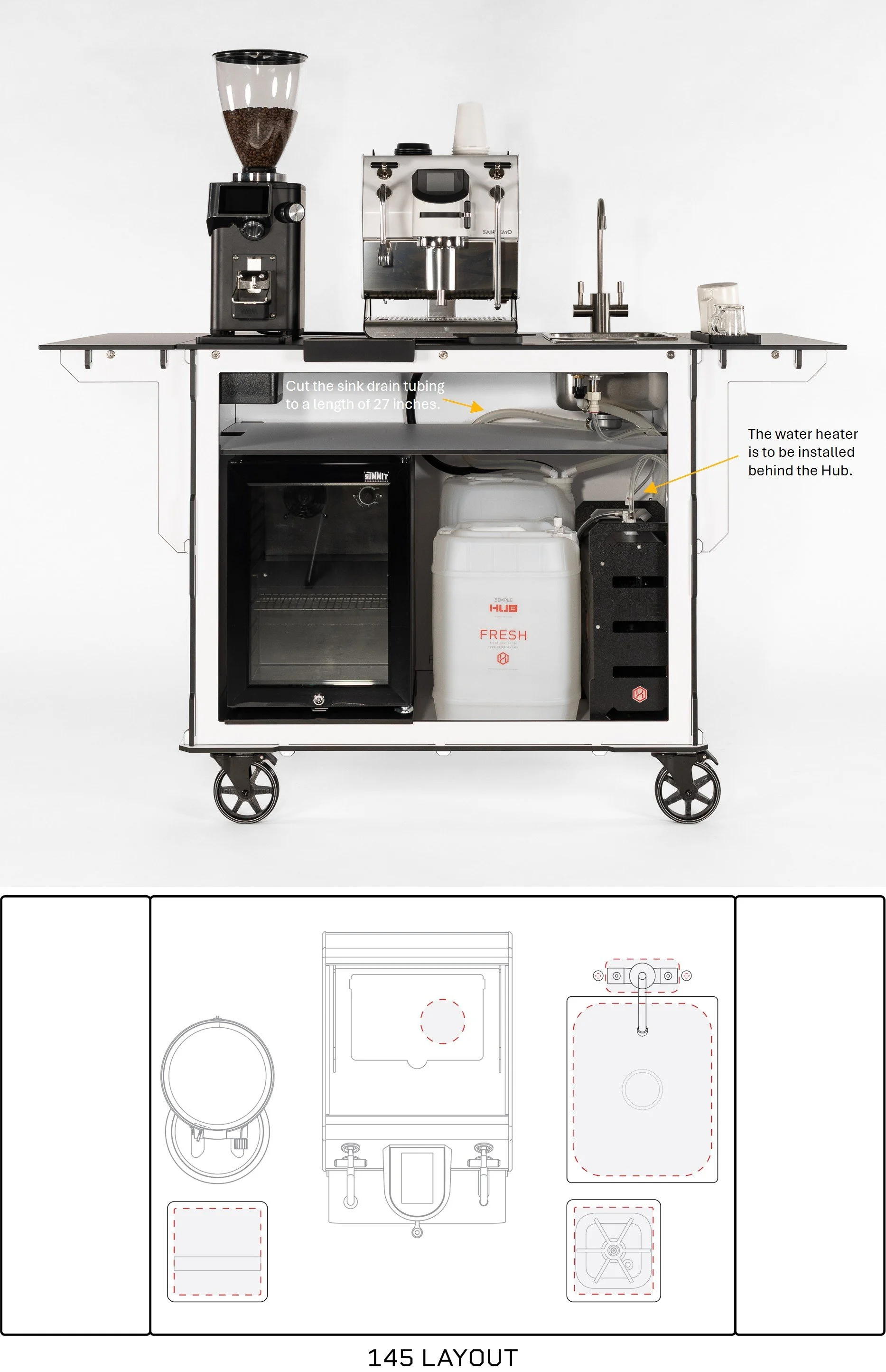 145 Coffee Cart Layout and Setup Guide.