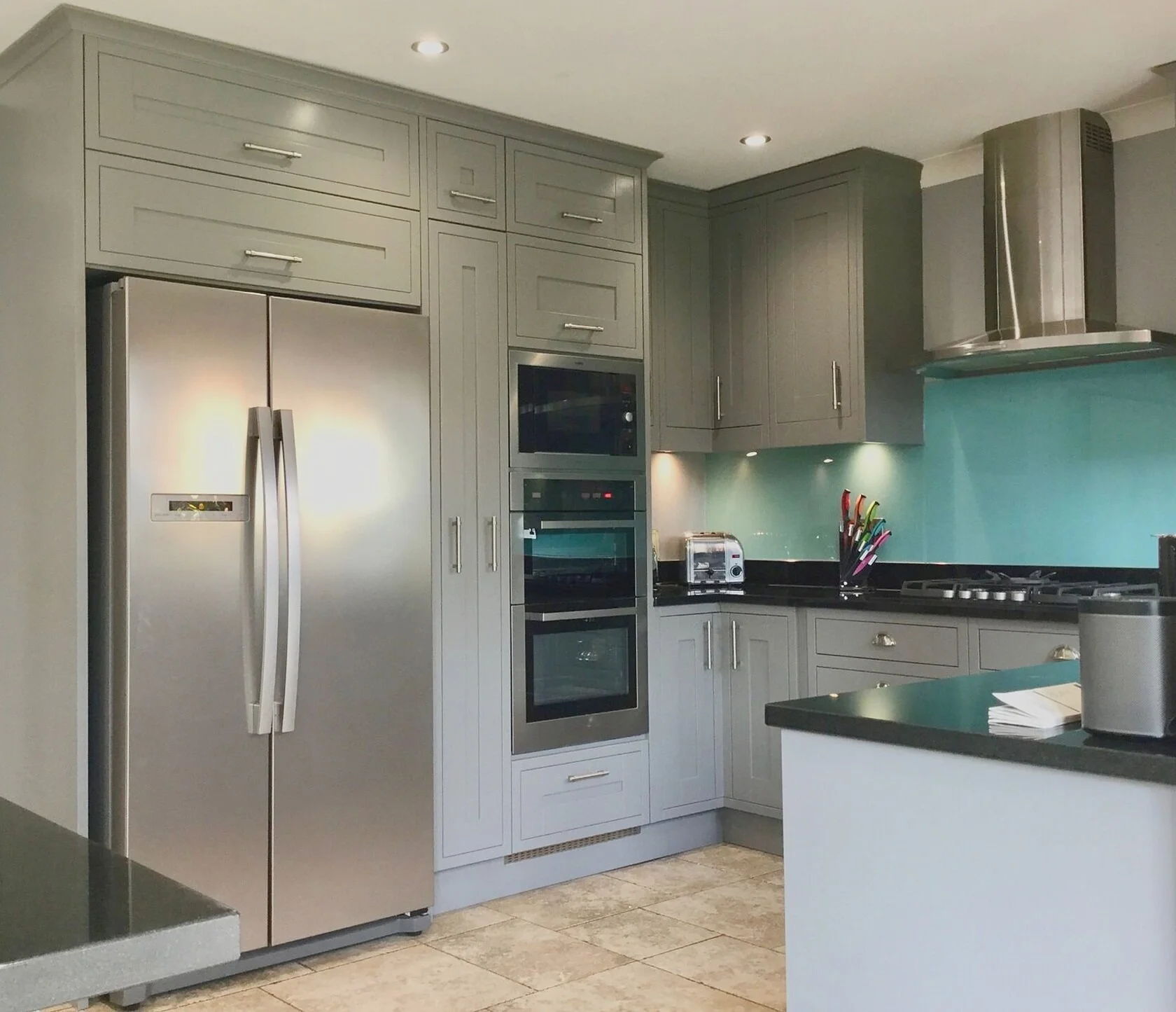 Gorgeous grey hand painted refurbished kitchen in Bookham, Surrey