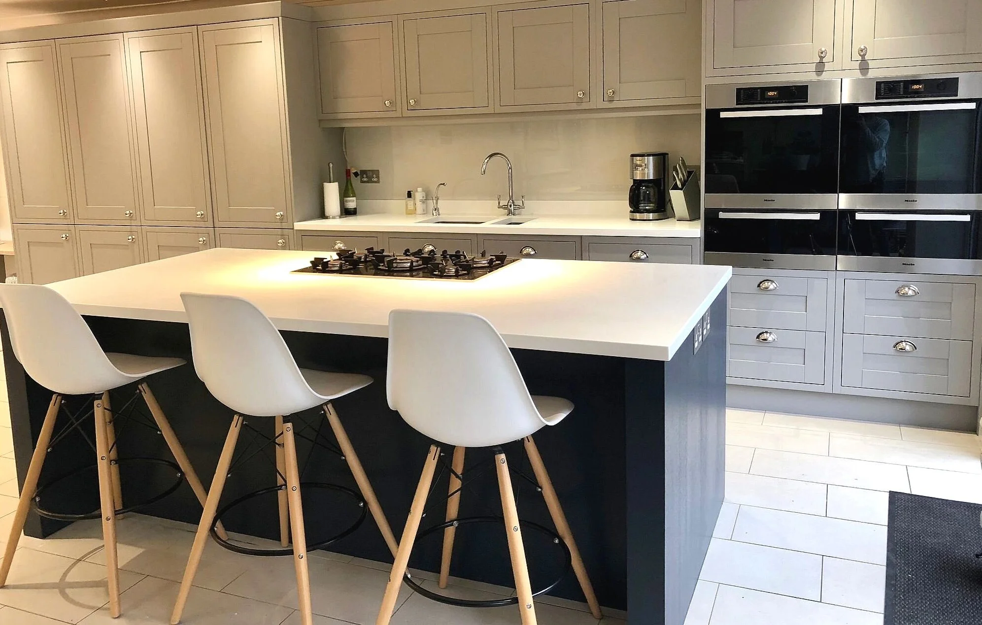 Detail of  kitchen island hand painted in Camberley, Surrey