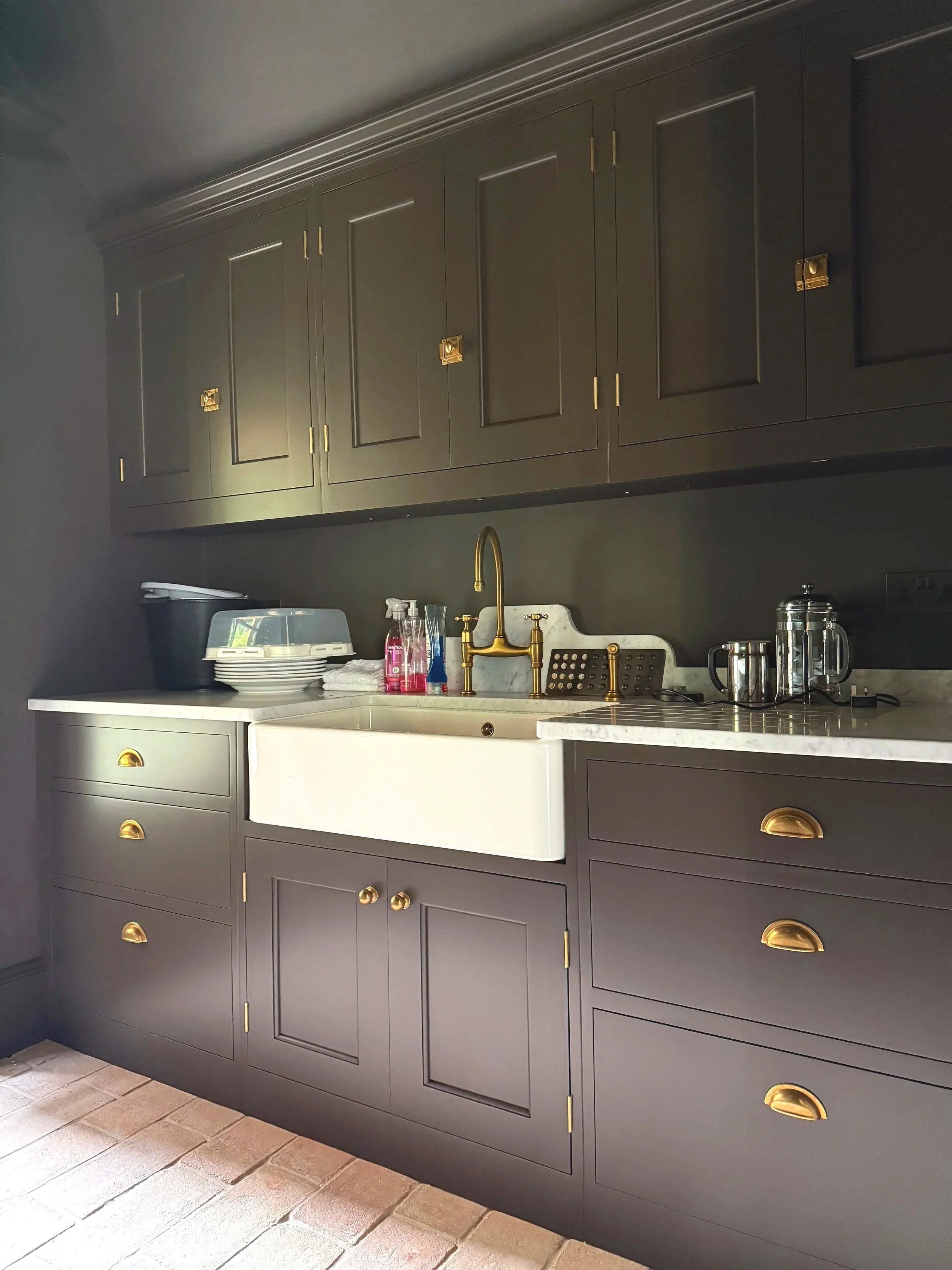 A gorgeous prep kitchen by Higham Furniture hand painted in Little Greene 'Chocolate Colour'
