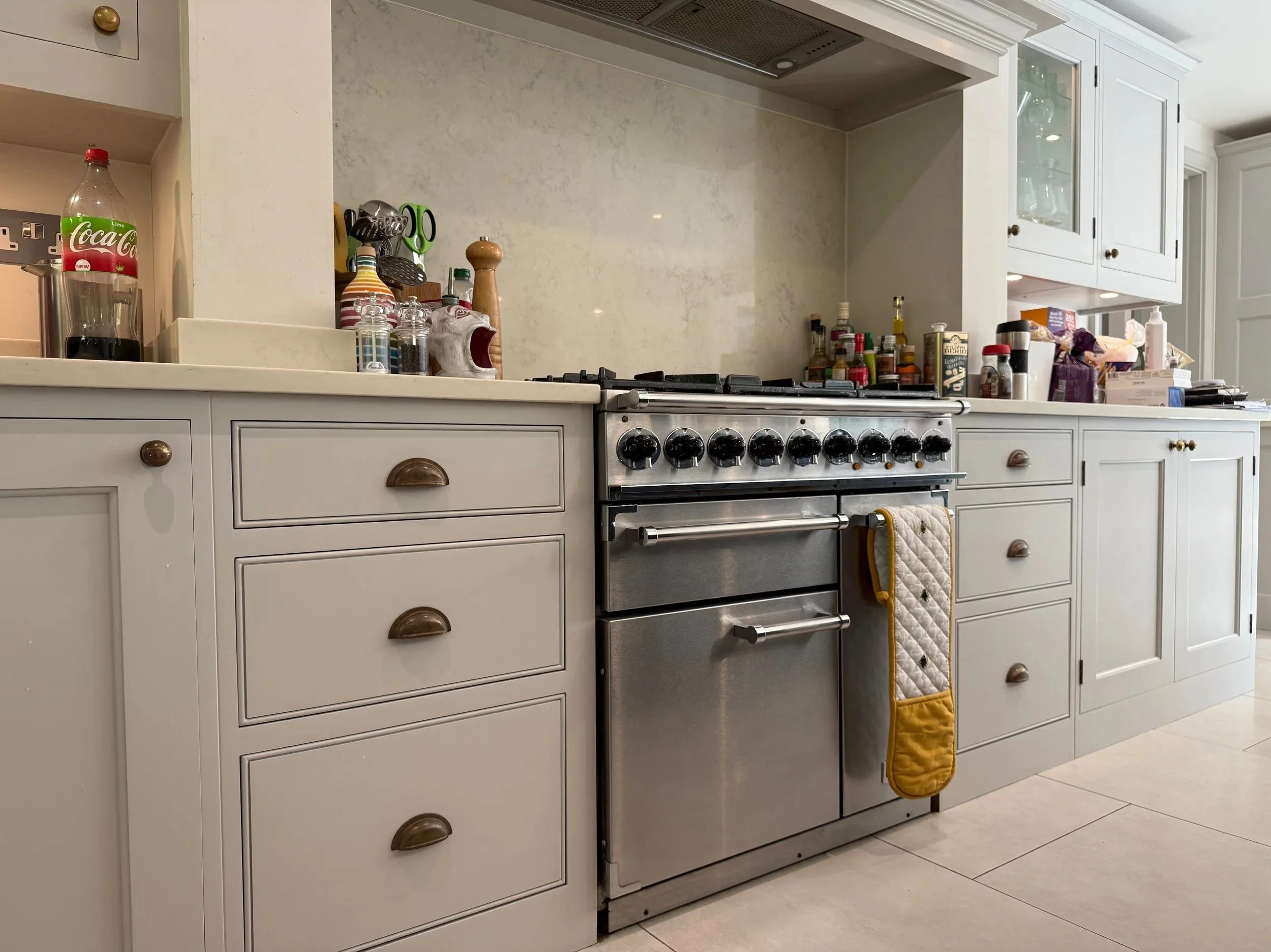 A kitchen by Higham Furniture hand painted in Little Greene 'French Gray'