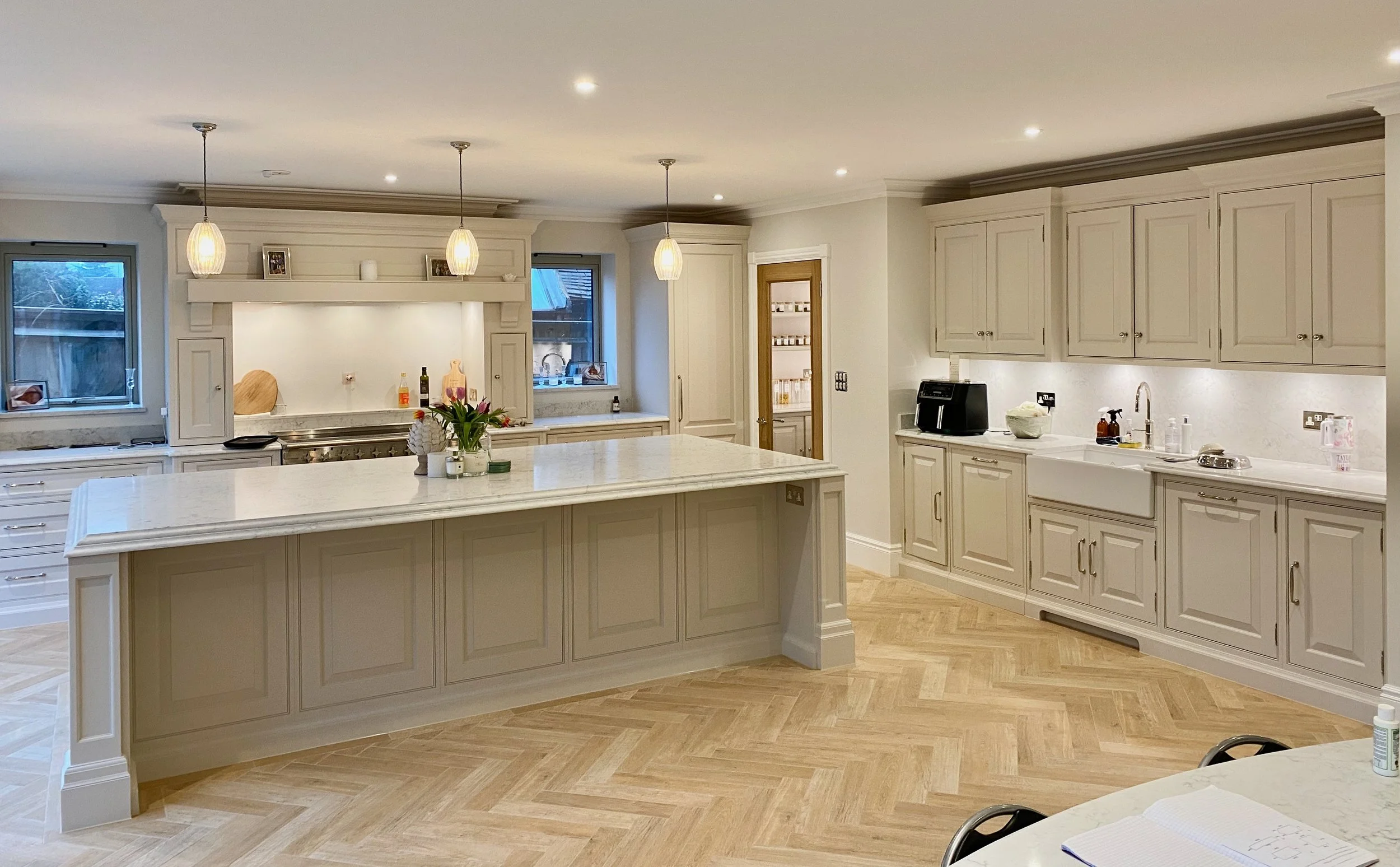 A totally stunning kitchen by Cutler & Berry hand painted in Benjamin Moore paint in Ashtead, Surrey