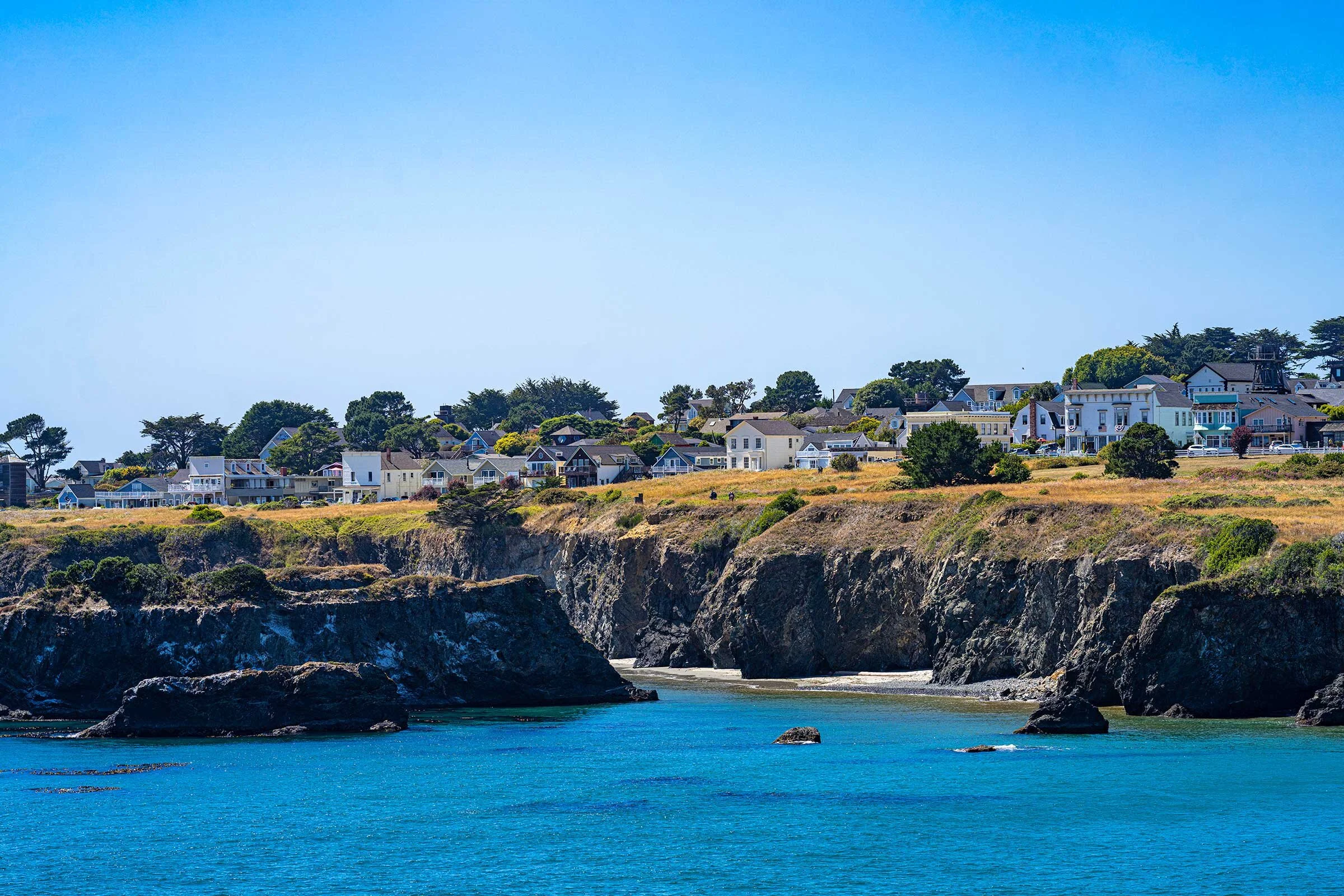 Mendocino Village on a sunny day