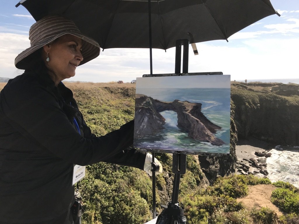 Artist during Plein Air Painting at Mendocino Open Paint Out 2023