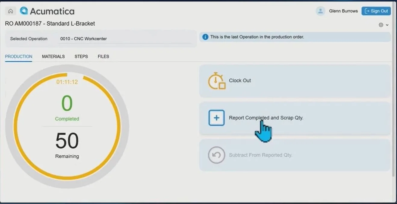 acumatica shop floor kiosk