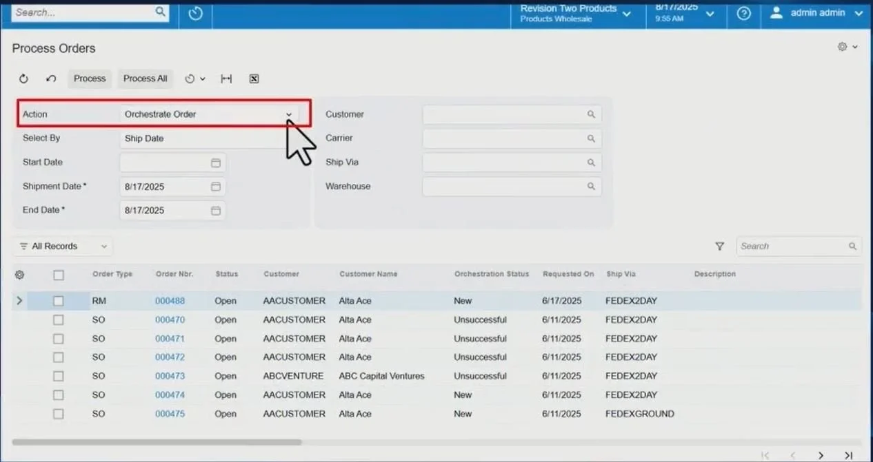 acumatica order orchestration