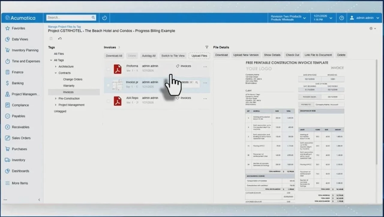 acumatica document manager