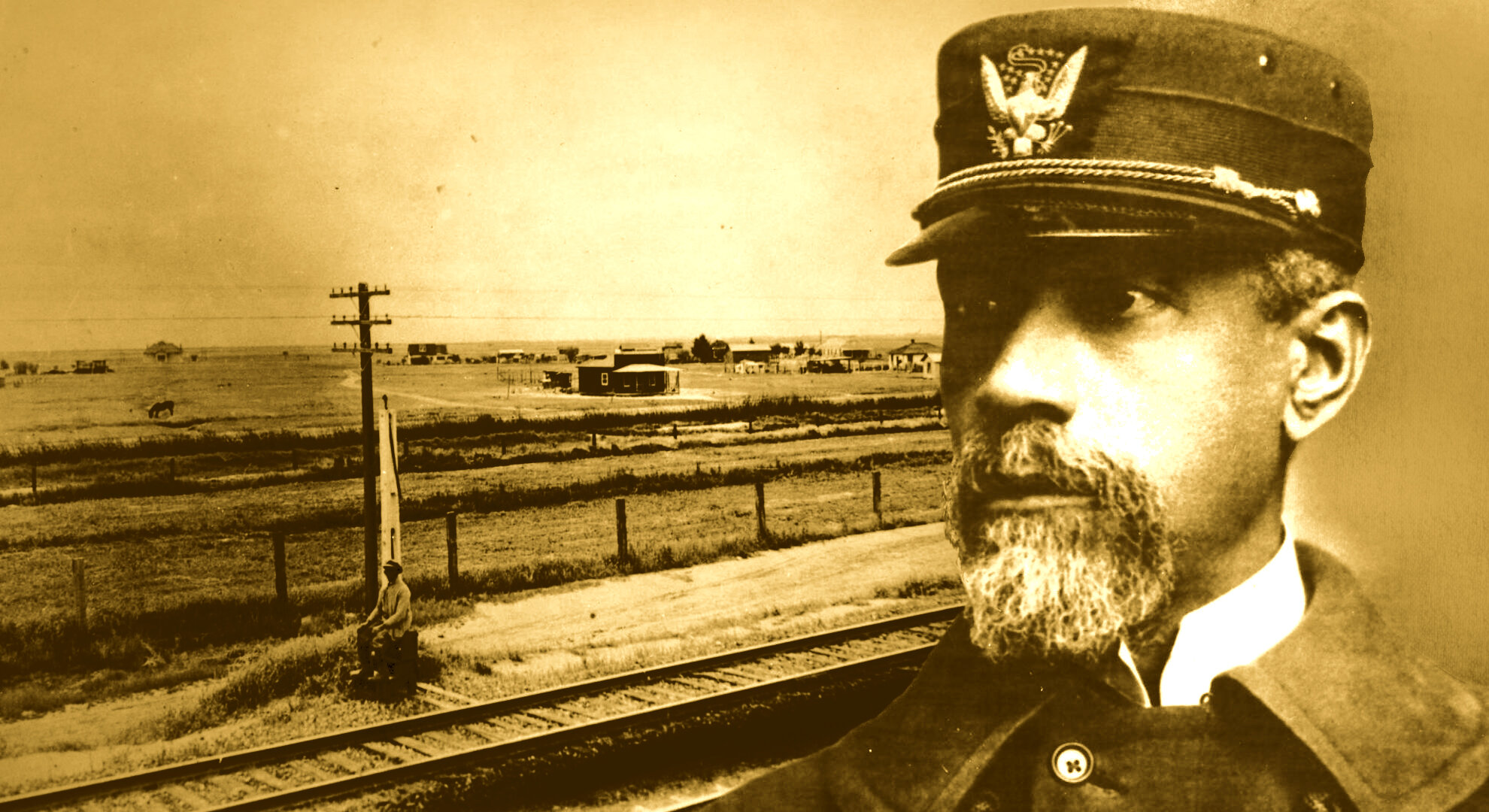  A composite of Colonel Allensworth and his eponymous township, courtesy of the  Smithsonian Learning Lab . In the public domain. 