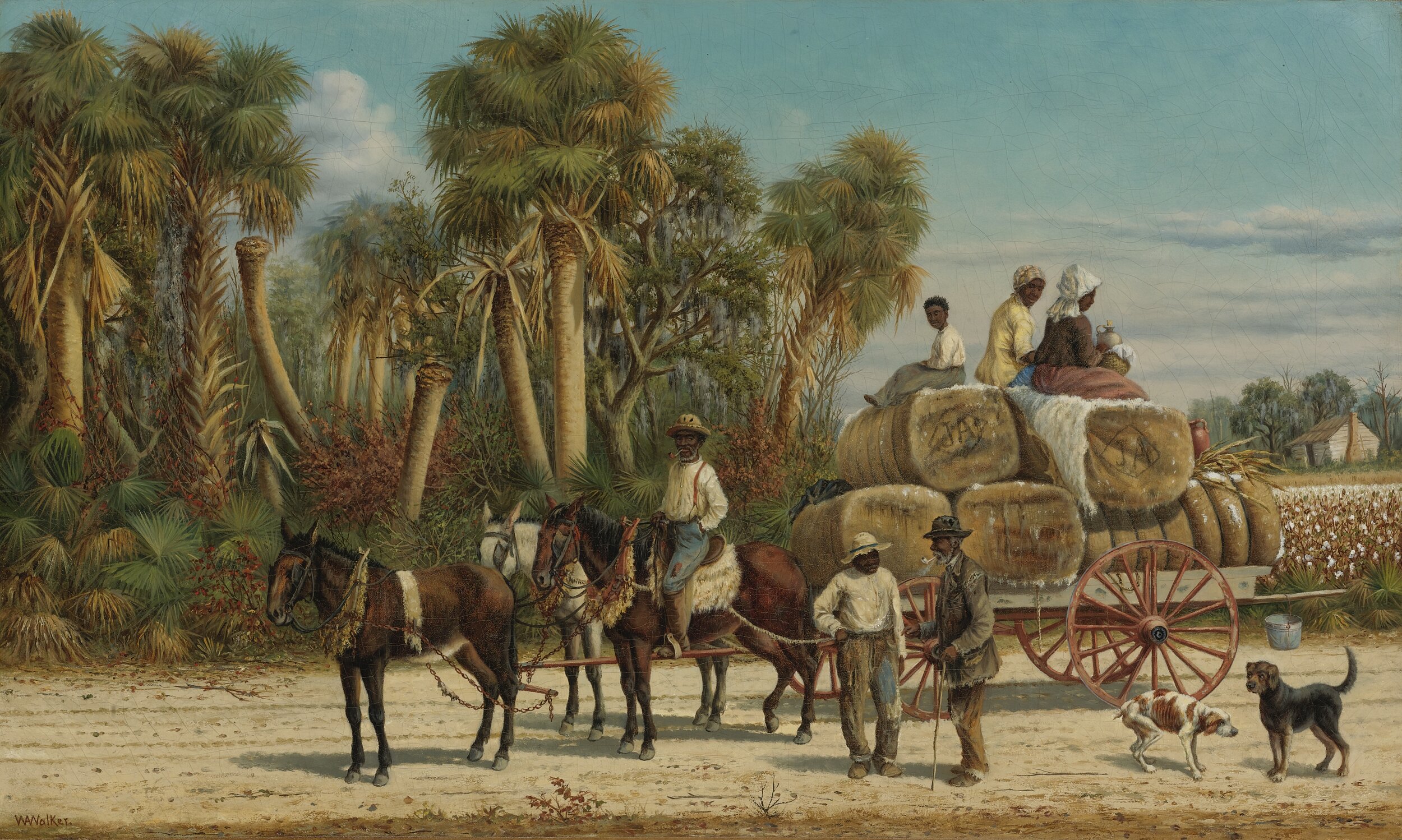  William Aiken Walker’s painting of black life on Edisto and the Carolina Coast. This one depicts the Cotton Wagon, from nearby Long Point. In the public domain. 