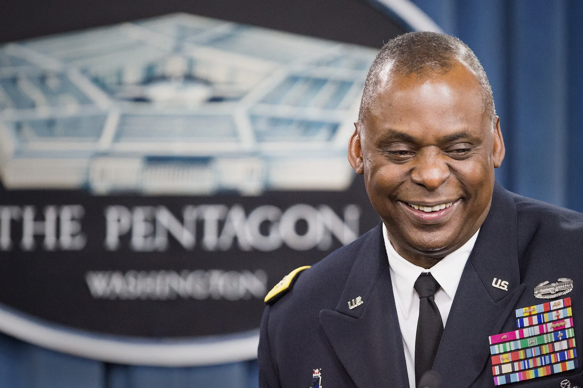  Lloyd Austin during a 2014 press briefing at the Pentagon. Photo courtesy Paul J. Richards/AFP via Getty Images. 