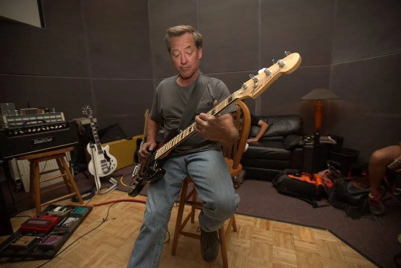 My Dad recording bass for "Cryin' these Blues"