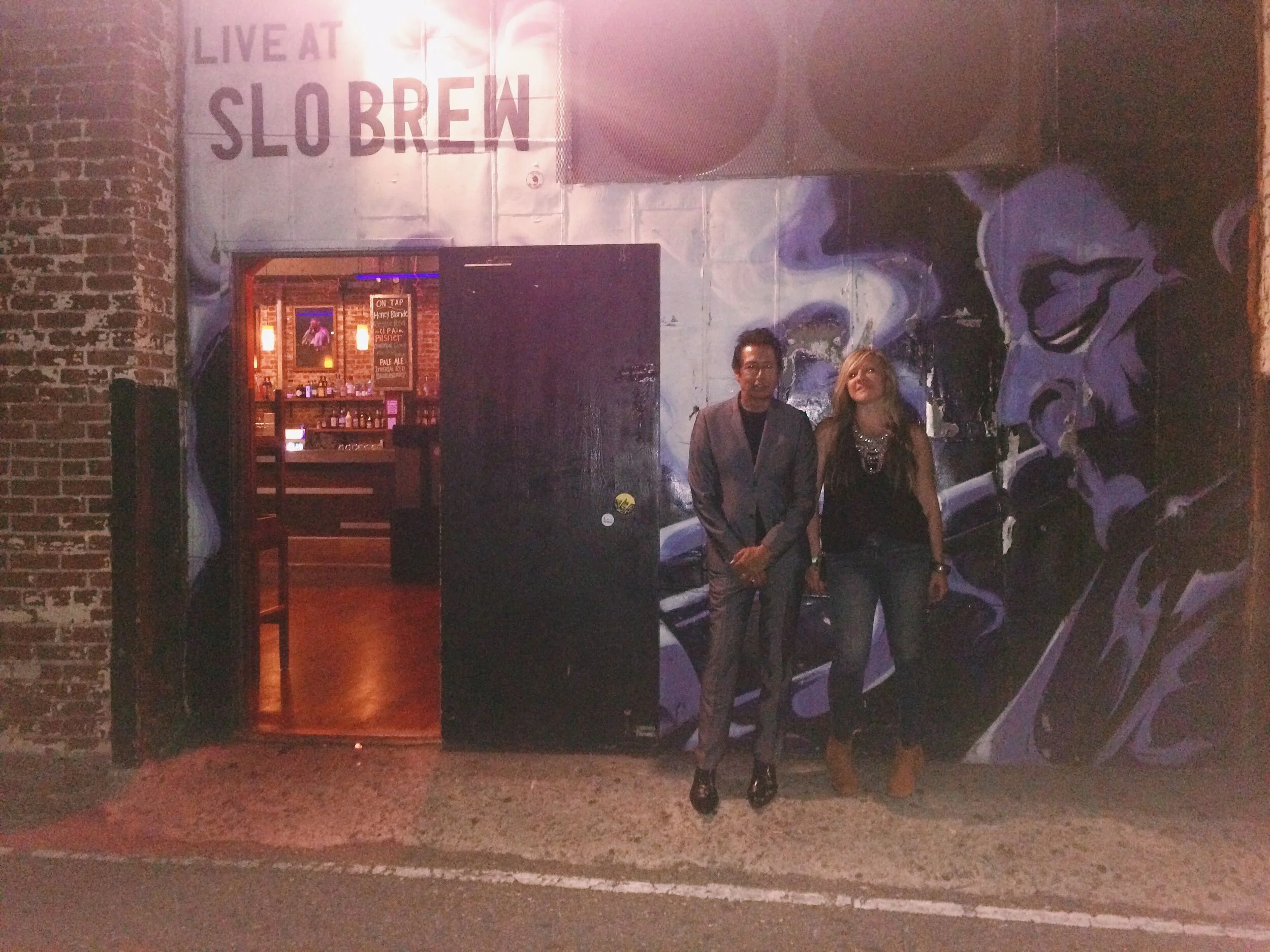 With the great songwriter Alejandro Escovedo, after opening for him at Slo Brew.