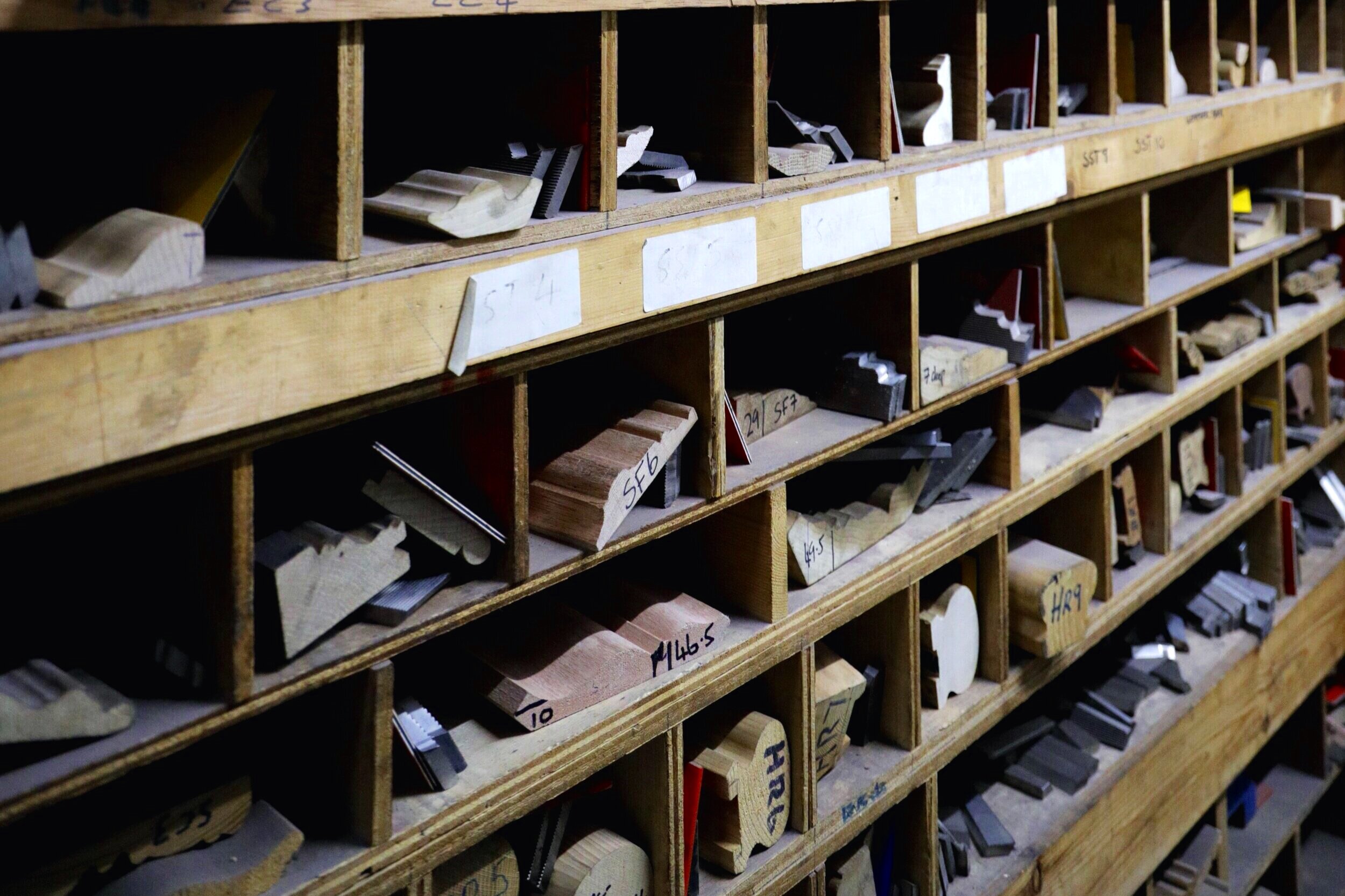 This is our toolroom where cutters are made for specific mouldings.