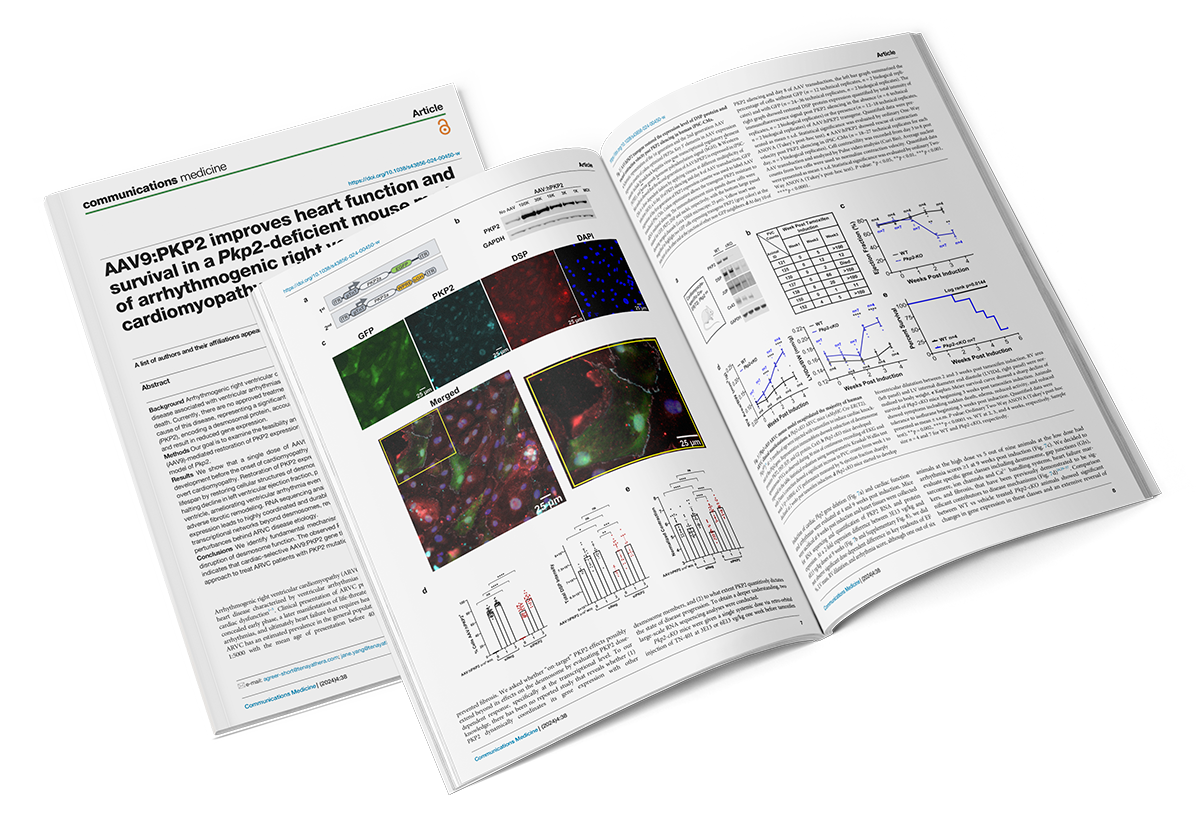 AAV9:PKP2 improves heart function and survival in a Pkp2-deficient mouse model of arrhythmogenic right ventricular cardiomyopathy