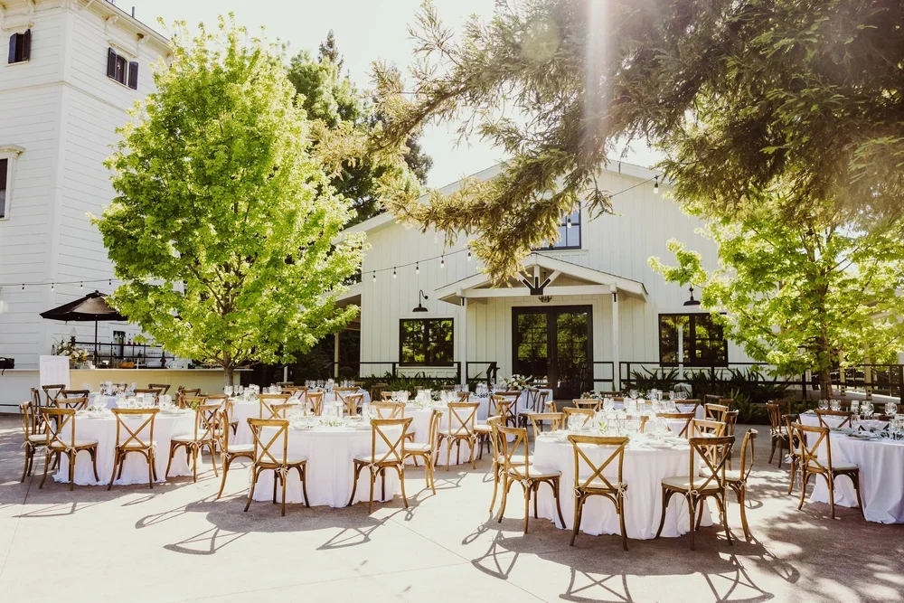 Outdoor Park Winters wedding reception