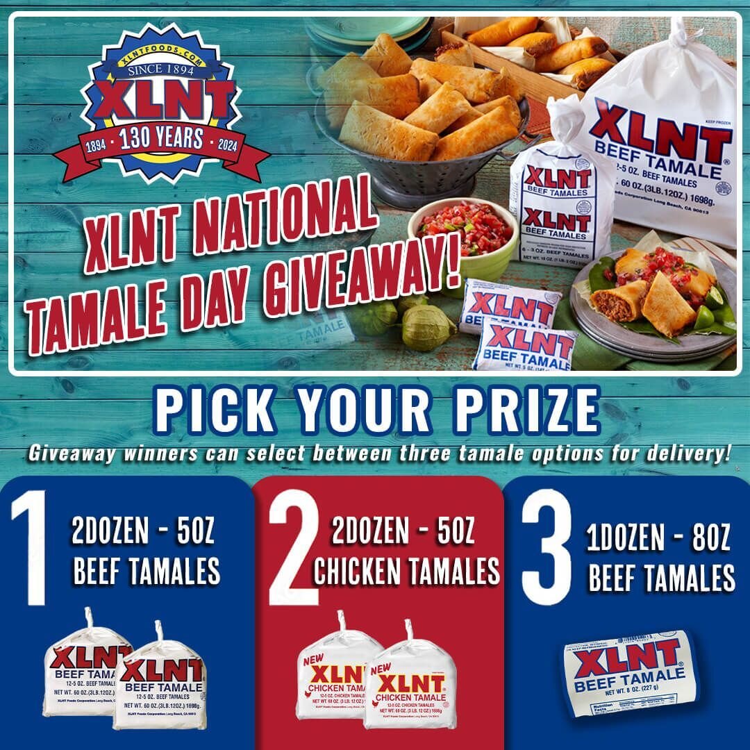 Attention all tamale lovers, it's that time of the year again! National Tamale Day is around the corner, and we're excited to announce the XLNT Foods Pick-Your-Prize National Tamale Day Giveaway! Whew, that's a mouthful. Click the link to enter and f