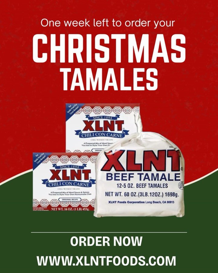 Final week to order XLNT Tamales and Chili for Christmas! Don&rsquo;t let the season pass without the taste of tradition on your table. Order now, just in time for your holiday celebrations!📦🫔Last day to order is December 12th to receive your order