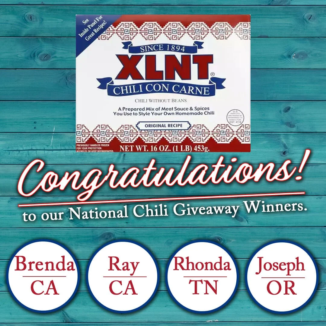 2024 XLNT FOODS National Chili Month Giveaway Final Winners Congratulations