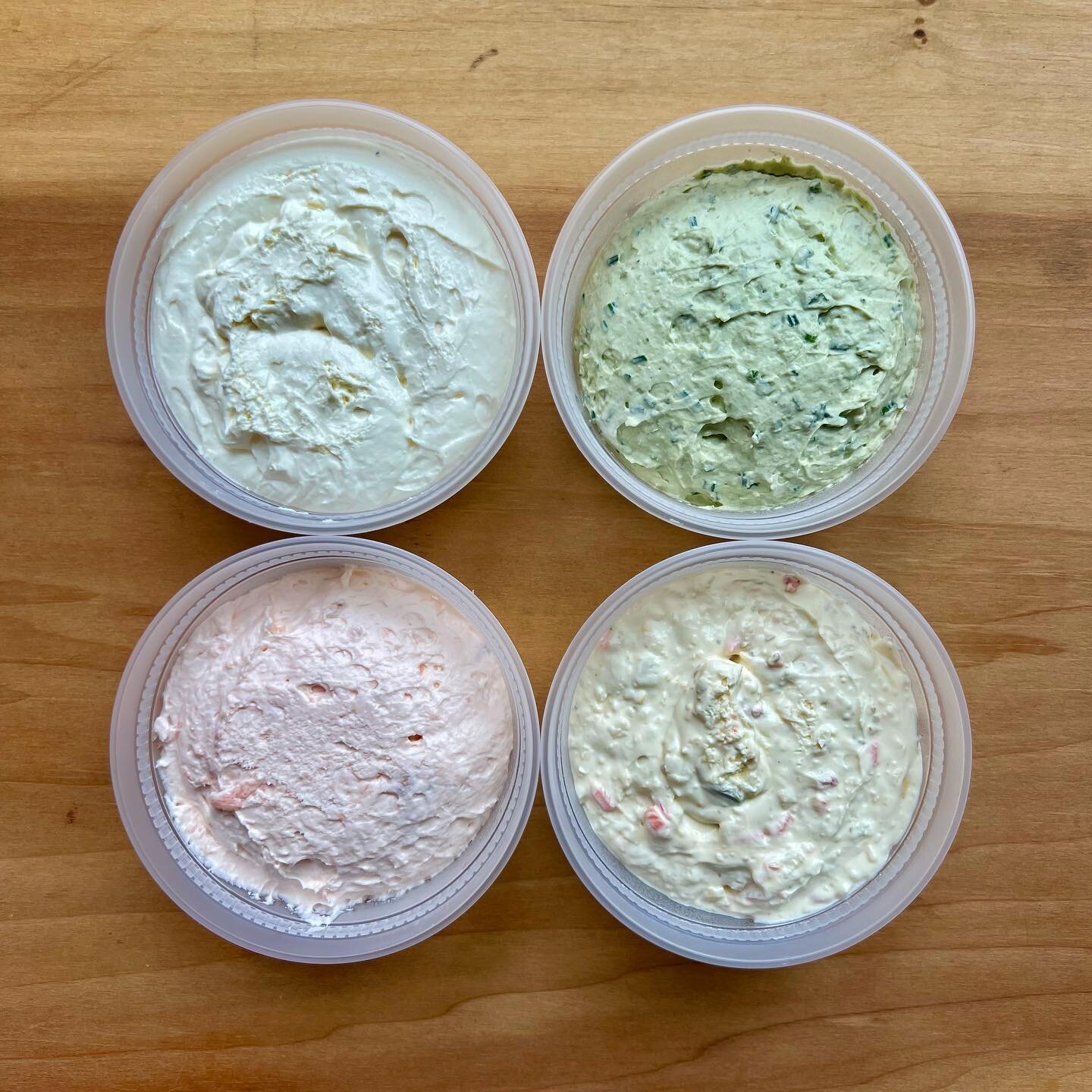 Don&rsquo;t forget the schmear! 

Our cream cheeses are whipped in-house and come in two sizes, 2 and 8 oz, for all of your bagel needs. 

Flavors include plain, chive pesto (nut free!), house-made giardiniera, and lox. Grab one, or all, and rip n&rs