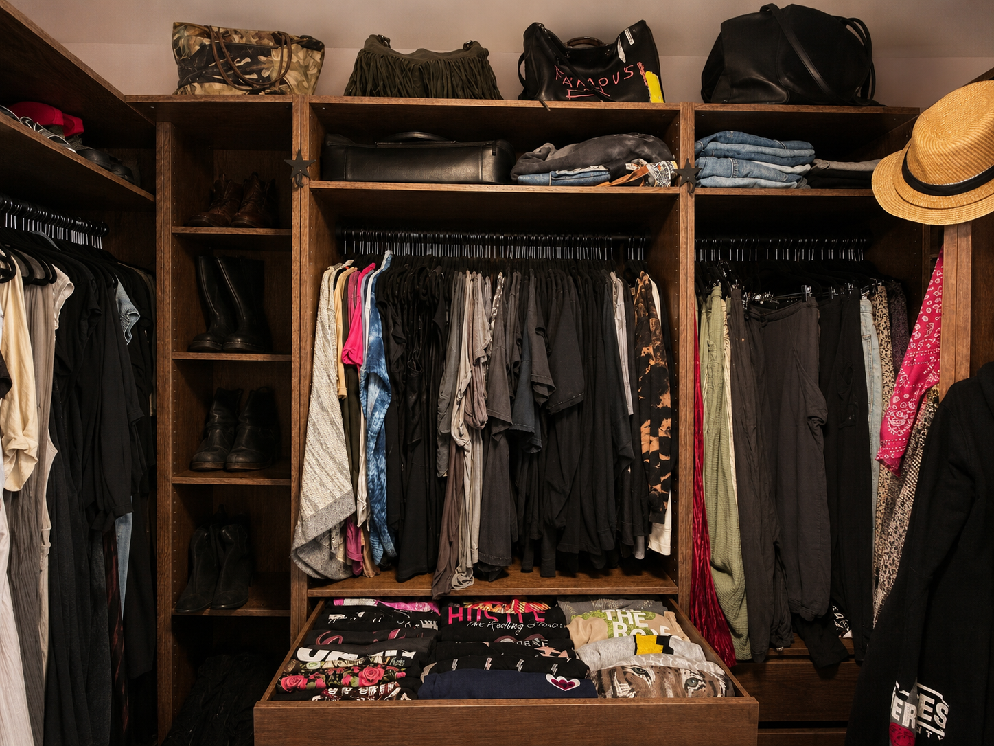 Full Closet with open Drawer
