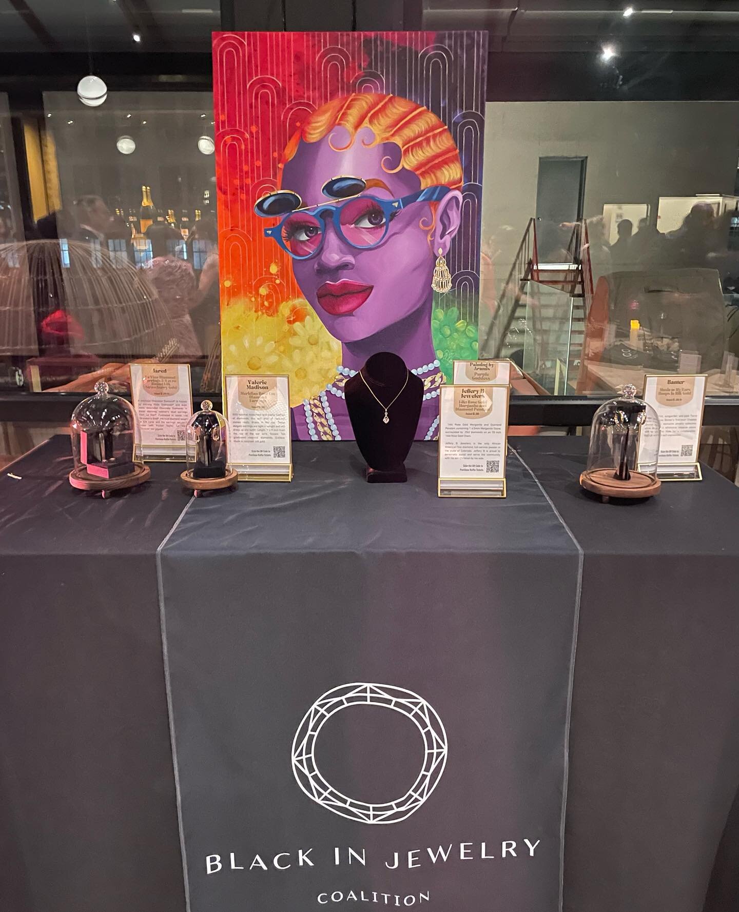 Our displays for @blackinjewelrycoalition Under the Faceted Sky event! Honored to be a part of this fantastic night ❤️