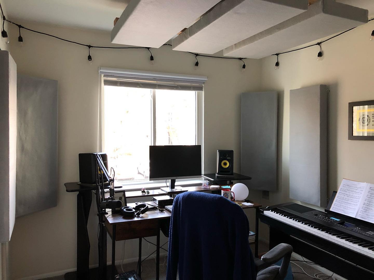 Finally got the new workspace set up 🎶 Swipe through for some progress pics.

Built and hung some acoustic panels to manage some resonances in the room and generally help with noise. Nice little project and learning where to place them was pretty wo