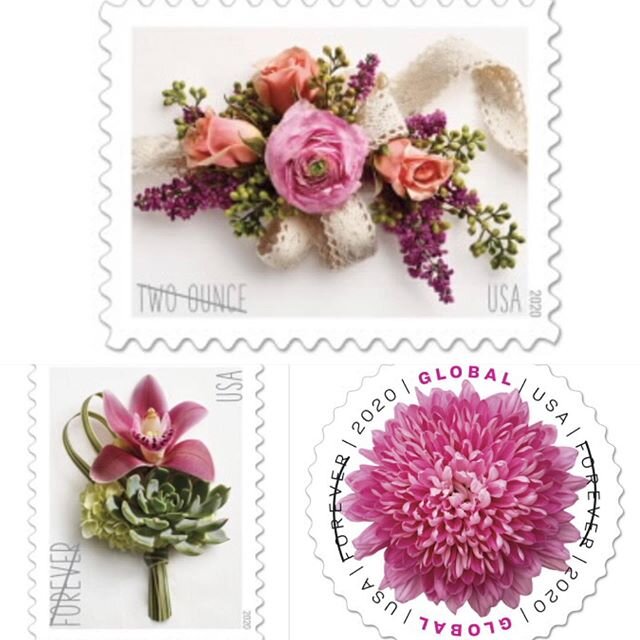 Check out the new USPS stamps, set to debut on April 2nd! I&rsquo;m loving the brighter colors! How about you??! The top horizontal stamp is for 2oz envelopes, which usually covers most wedding invitations. The bottom left is the 1oz stamp, which wor