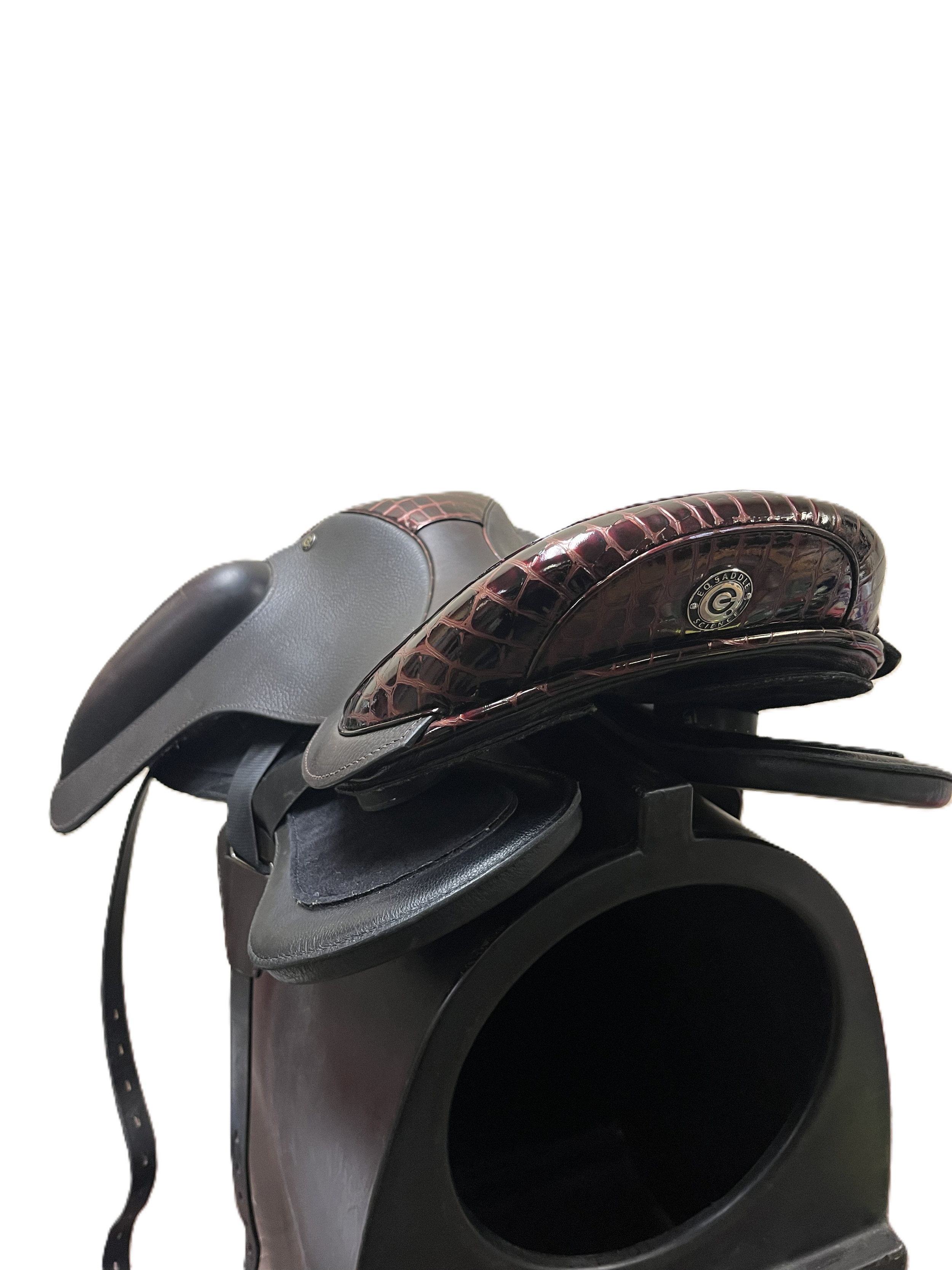 18.5" Tribute Flapless Dressage Saddle #8402 with Embedded Slim Blocks, a Low Cantle and Mock Croc accents