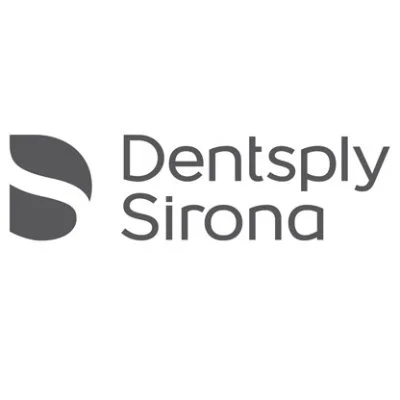 Logo of Dentsply Sirona with a stylized 'S' symbol and company name.