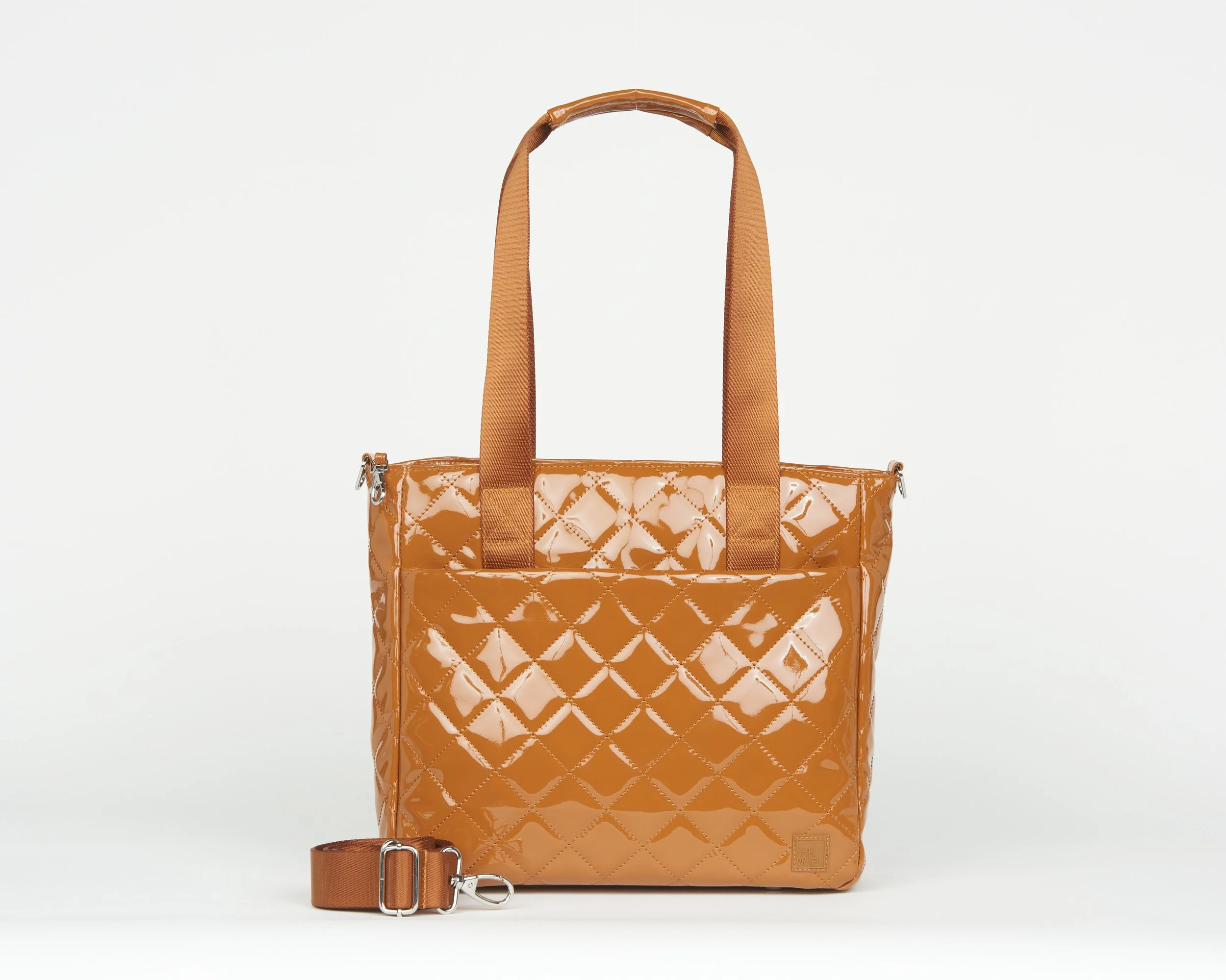 THE QUILTED CARRY YOUR CONFIDENCE ANTI-THEFT TOTE - PATENT CARAMEL