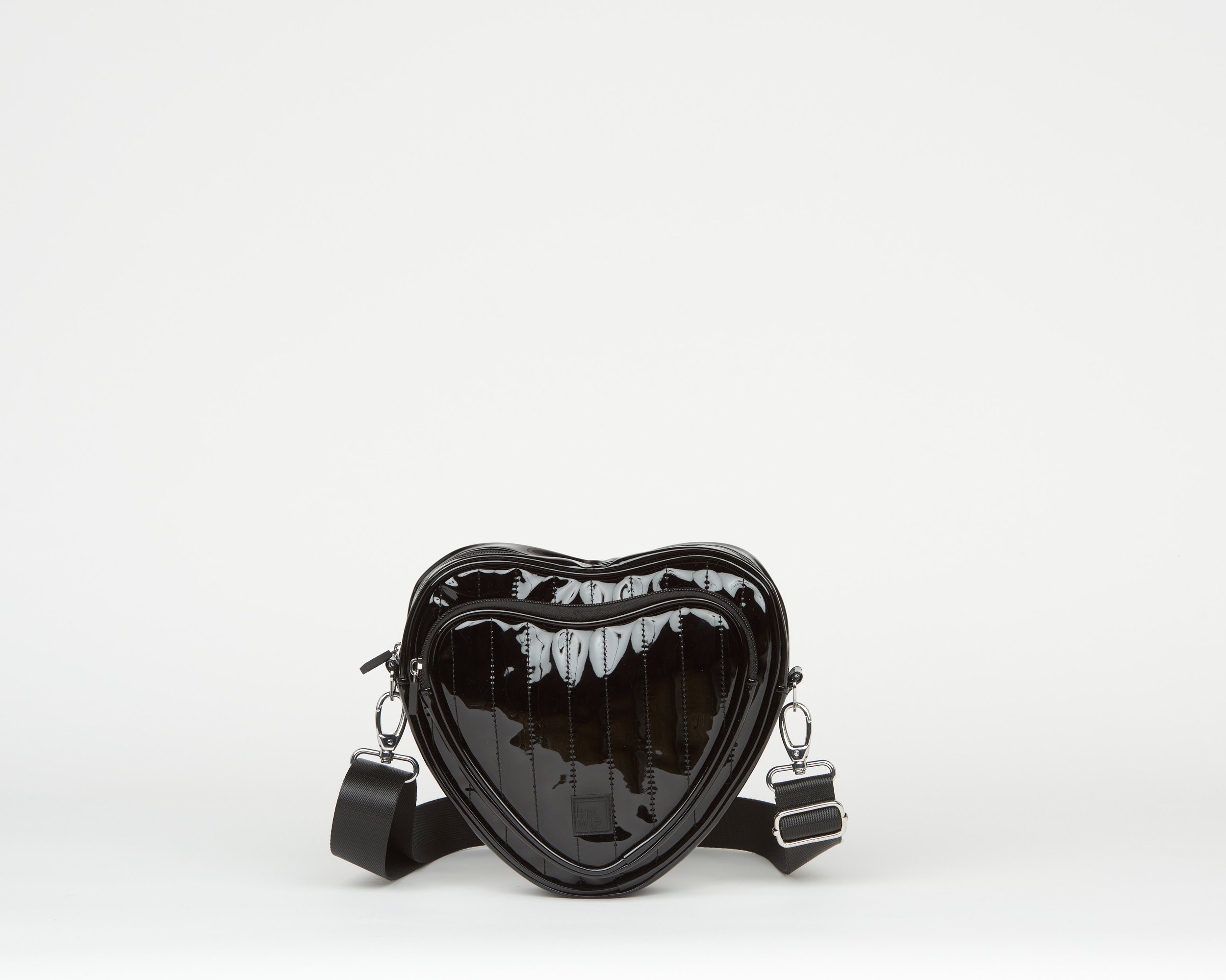 THE BE MY VALENTINE HEART CROSSBODY - PATENT BLACK