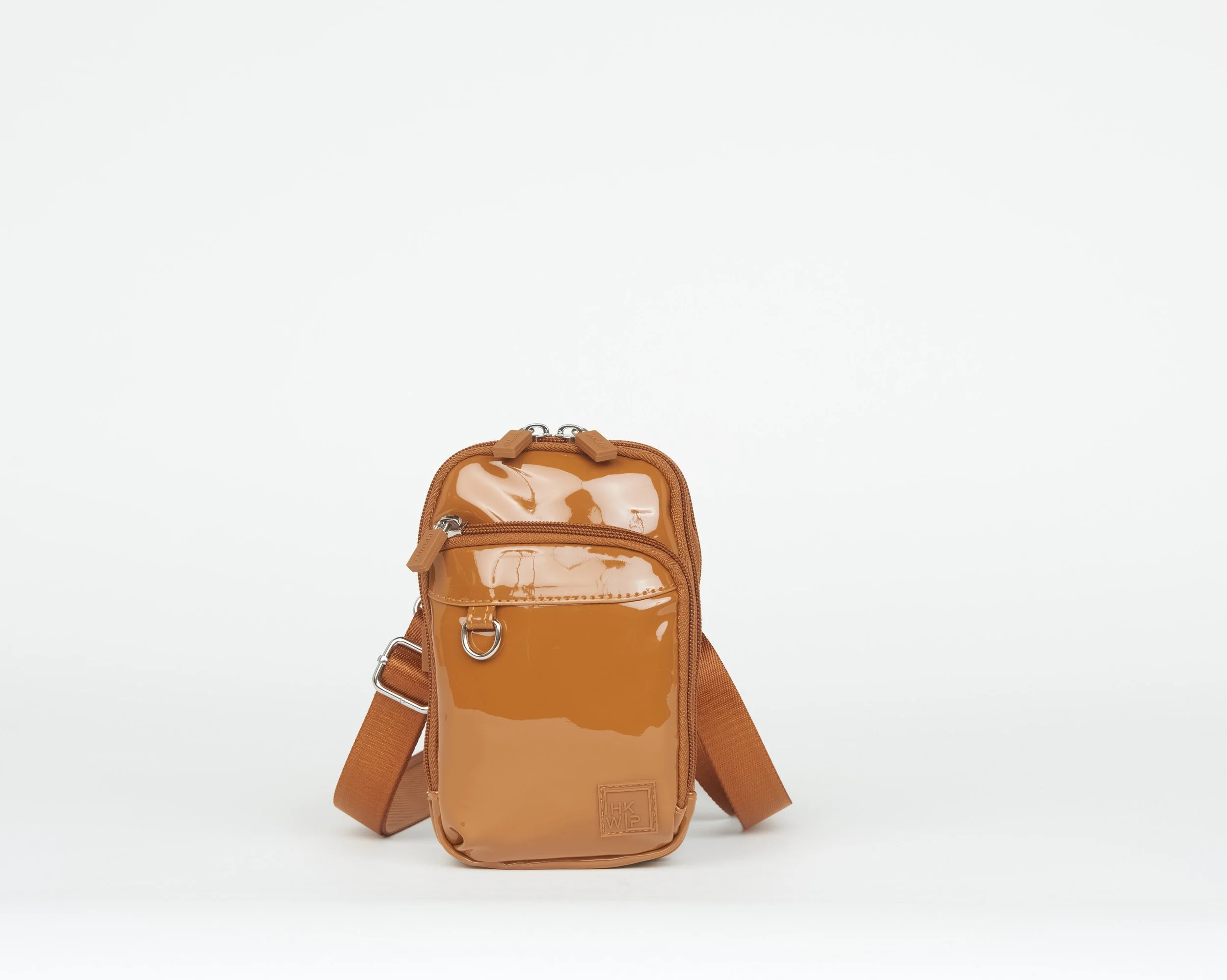 THE DAILY COMPANION RFID CROSSBODY - PATENT CARAMEL