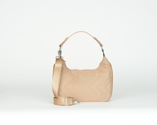 Quilted camel handbag