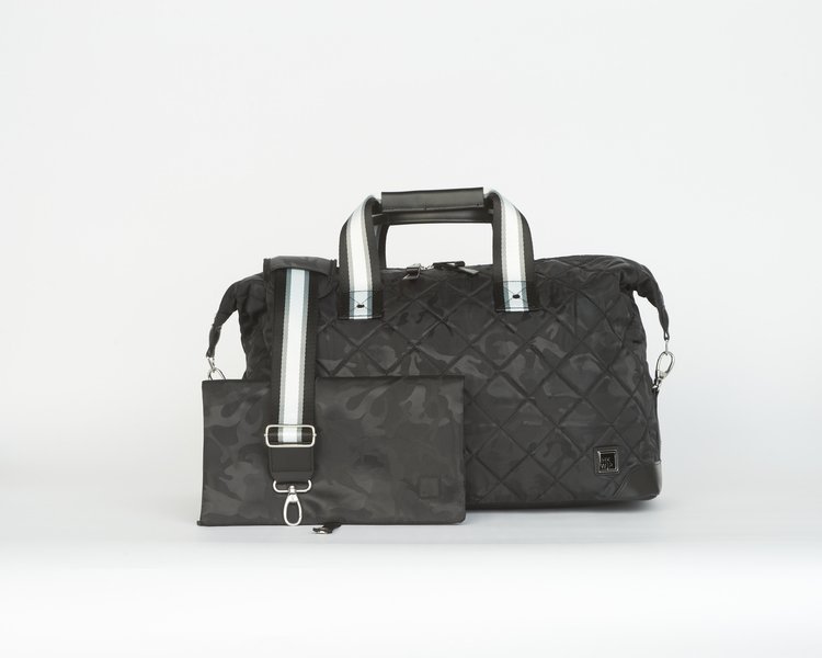 CHANEL Weekend bag Old travel line Travel bag Duffle Bag Nylon Black x White
