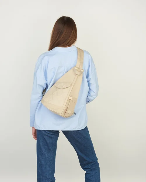 IHKWIP Nylon Convertible Sling or Backpack Sand THE CONVERTIBLE SLING BACKPACK - SAND — IHKWIP main image 4