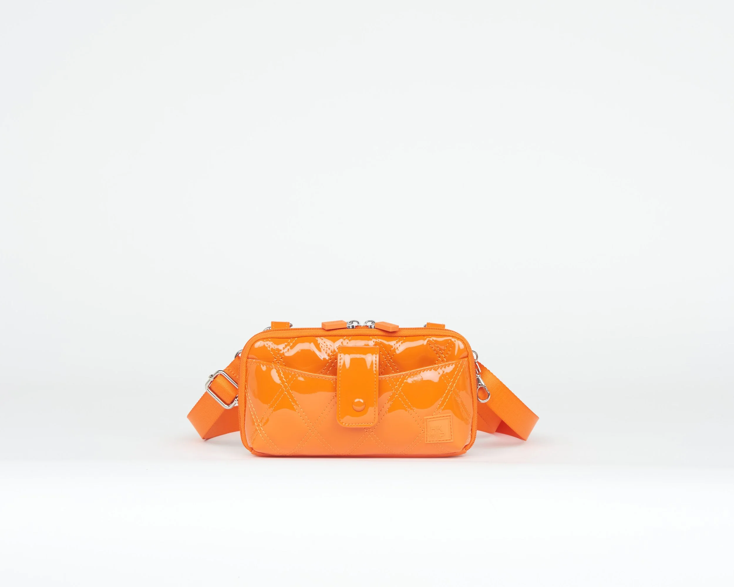 THE RING RING E/W CELLPHONE CROSSBODY W/ RFID WALLET - PATENT CARROT